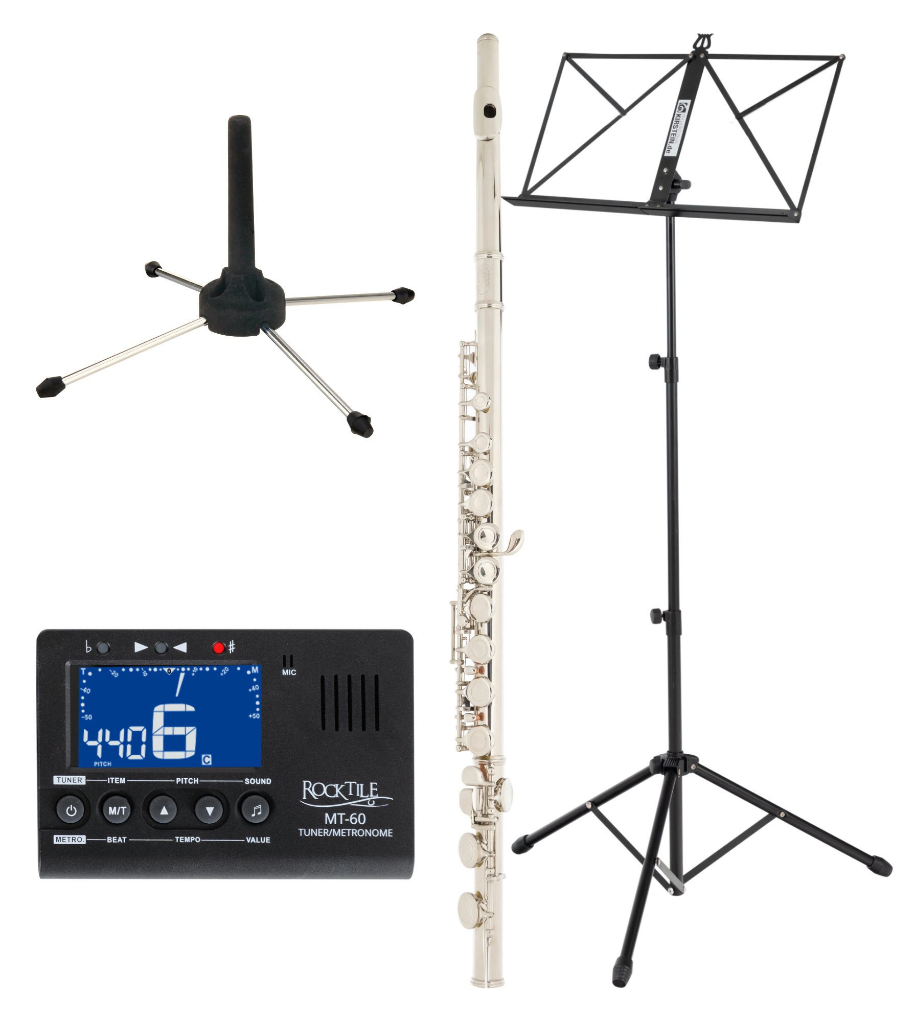 Classic Cantabile Querflöte FL-100 Querflöte Starter-Set C, Vorgezogenes G, leichte Ansprache und saubere Intonation