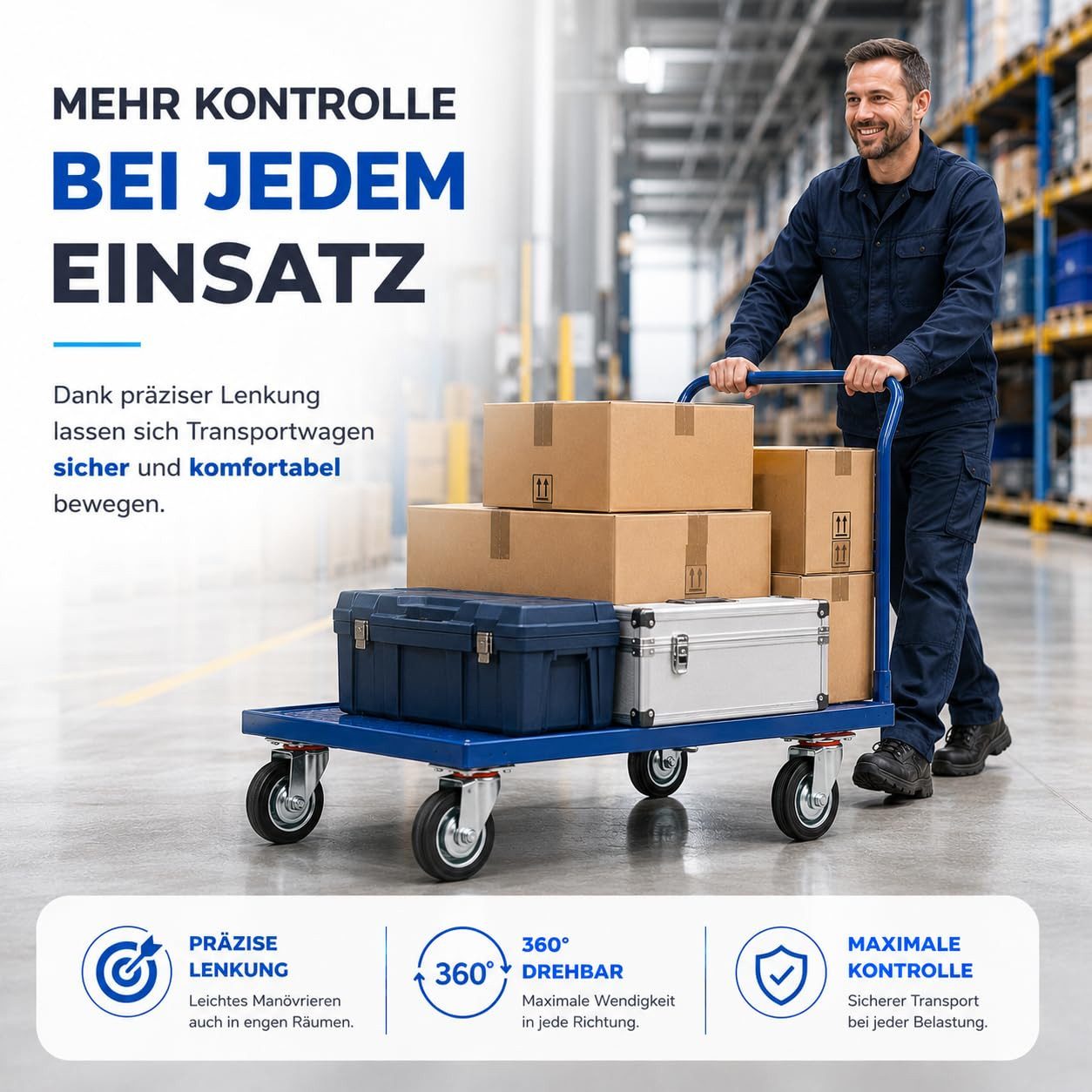 TK Gruppe Schwerlastrolle Schwerlastrolle 4er Transportrollen Rollen Möbelrollen, (4er Set), 4 Stück, zwei davon mit Bremsen
