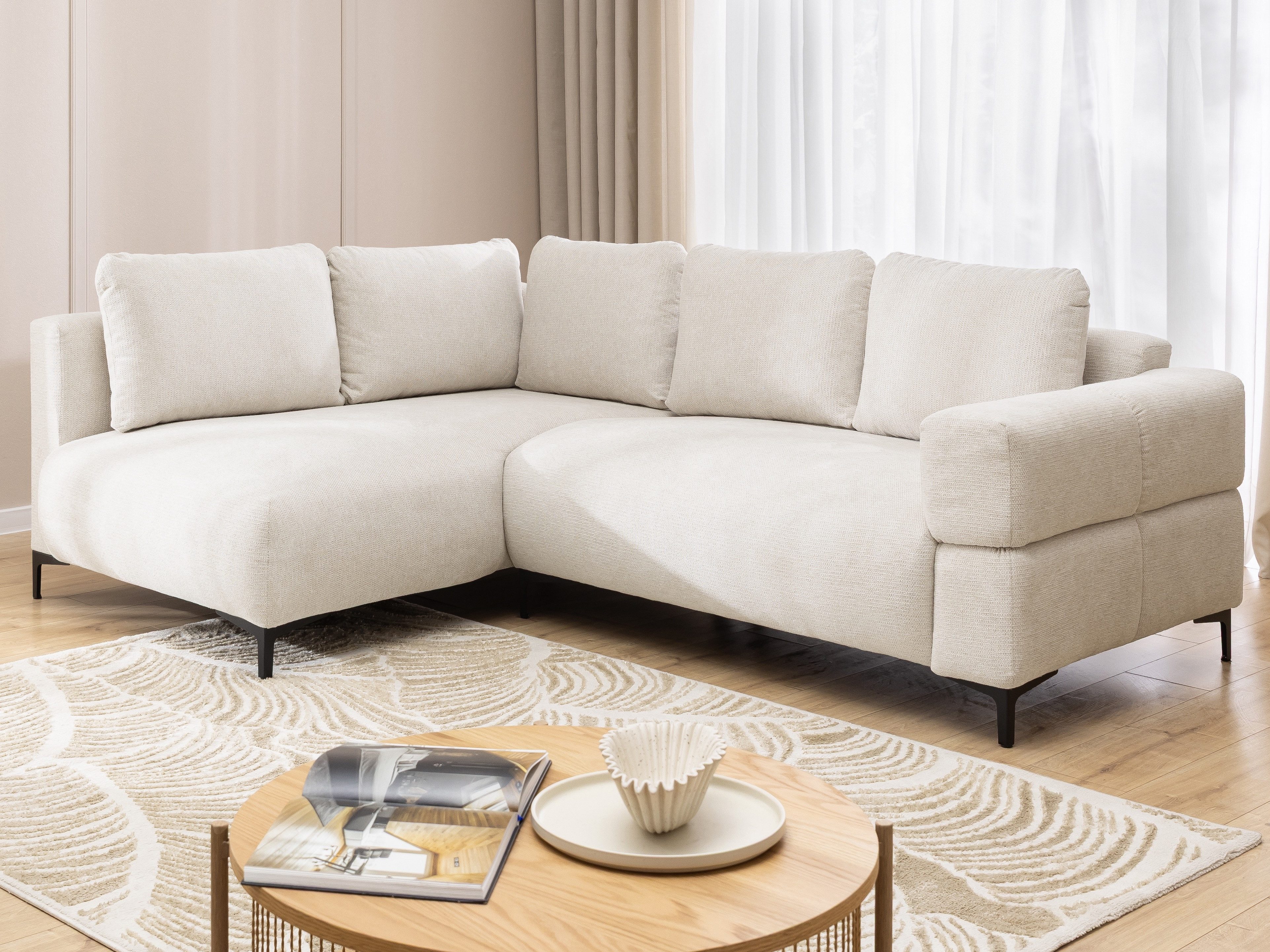 S-Style Möbel Ecksofa Cardea in Bubble-Optik aus weichem Strukturstoff mit hohem Sitzkomfort, mit Wellenfederung