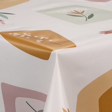 laro Tischdecke Wachstuch-Tischdecken Abwaschbar Blumen weiß beige grün rechteckig