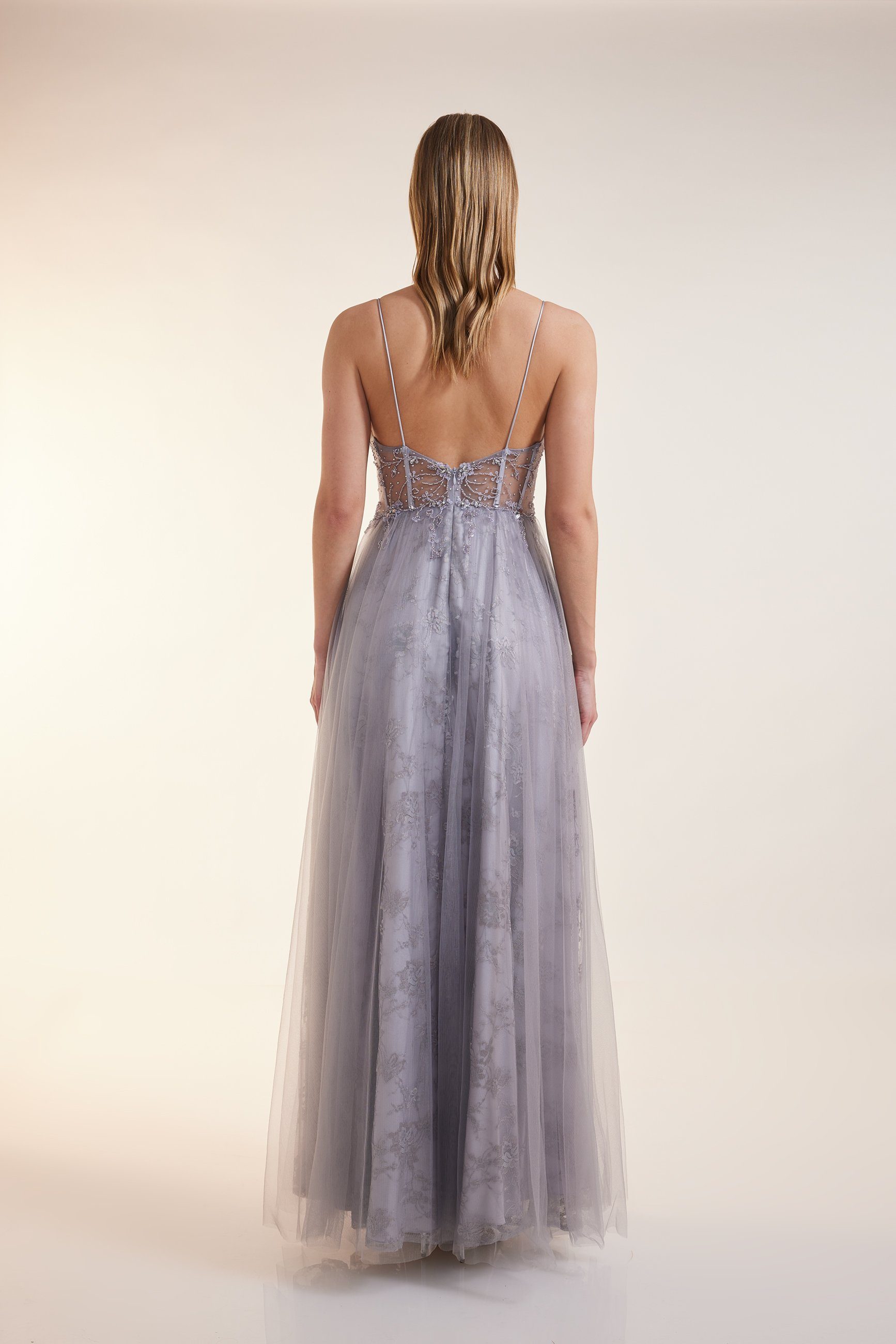 Unique CORSAGE DRESS SHEER Abendkleid