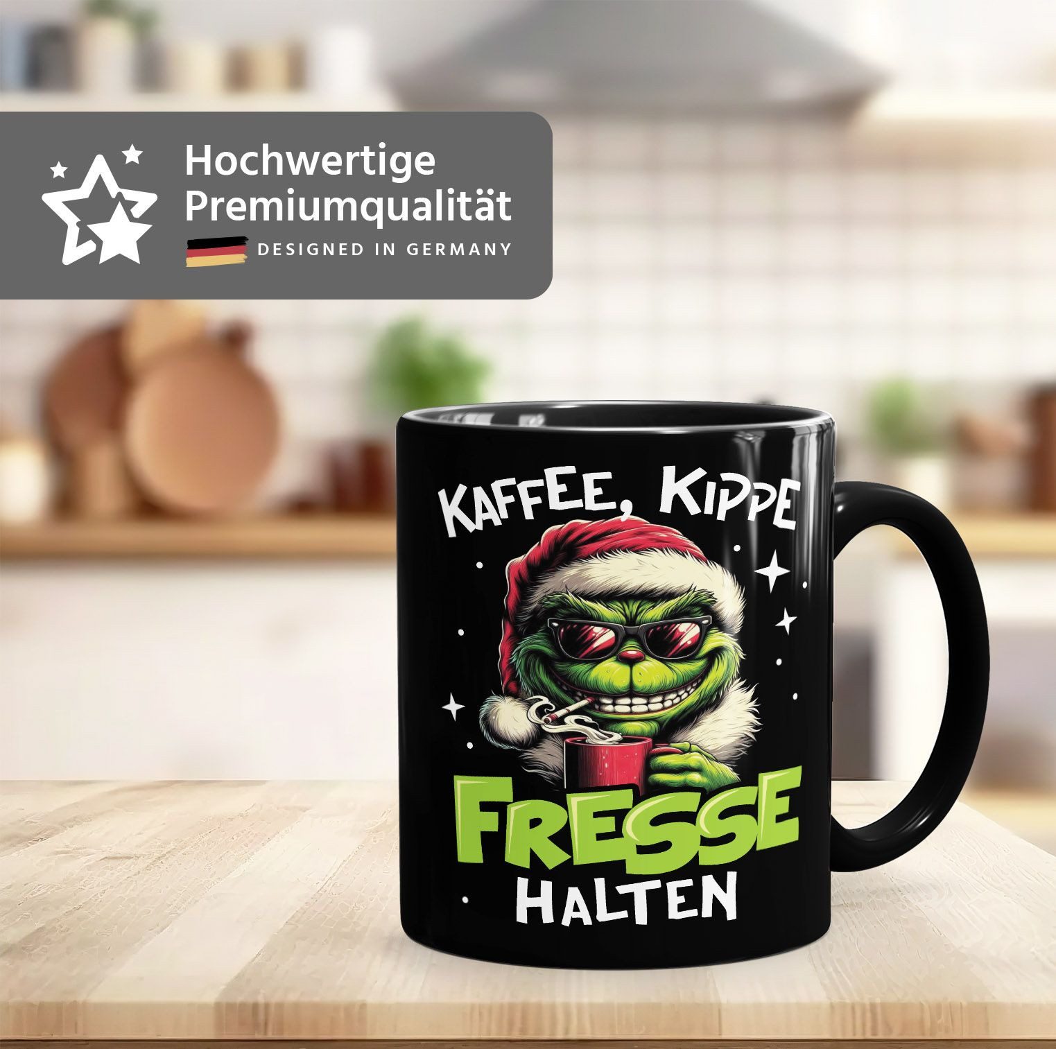 MoonWorks Tasse Tasse Weihnachten fallt aus Grinch Geschenkidee Weihnachtsmuffel, Keramik – Bild 3 von 4
