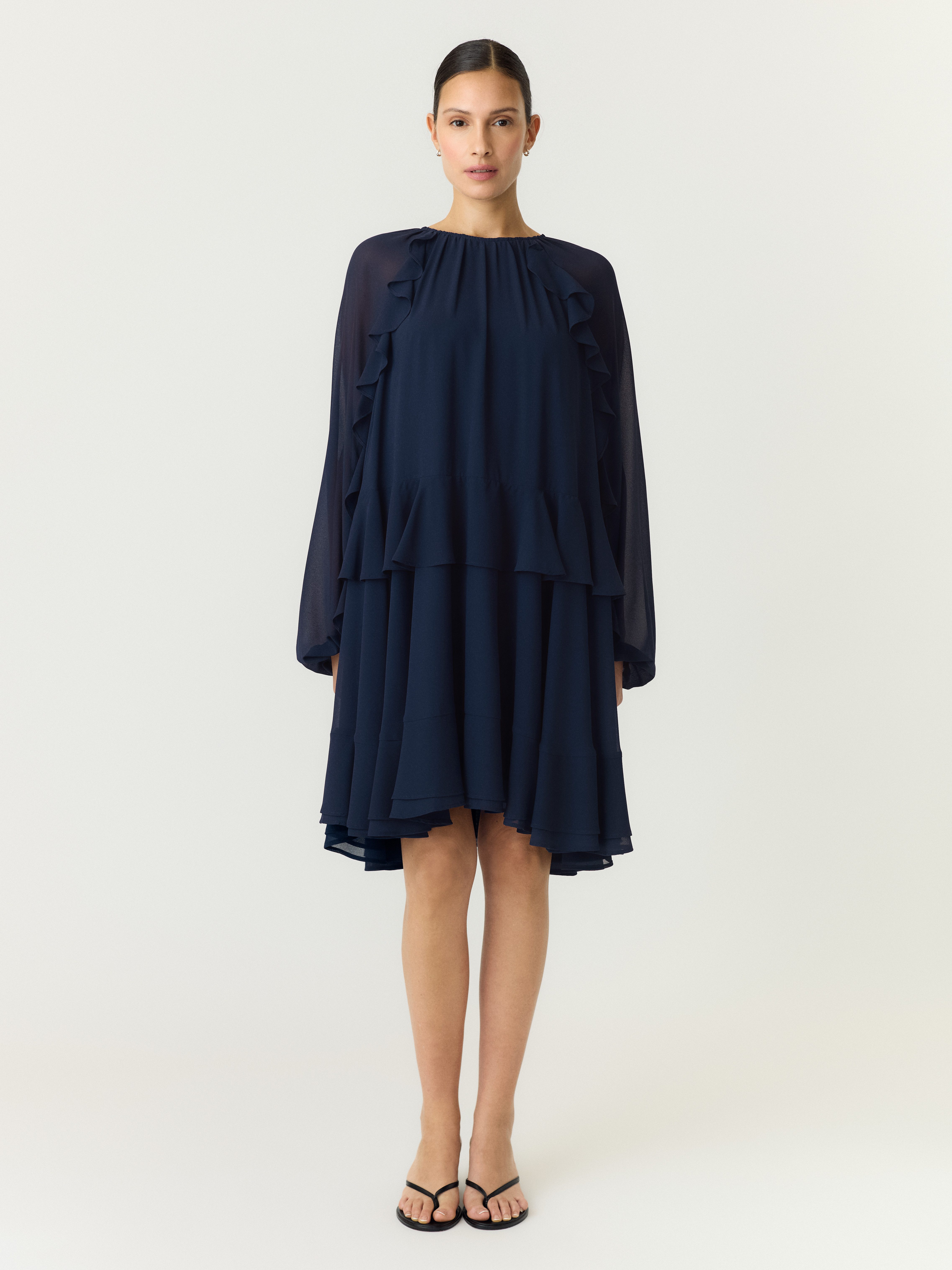 Y.A.S Chiffonkleid YASMILVA LS DRESS S. NOOS Kunstfaser, regular fit