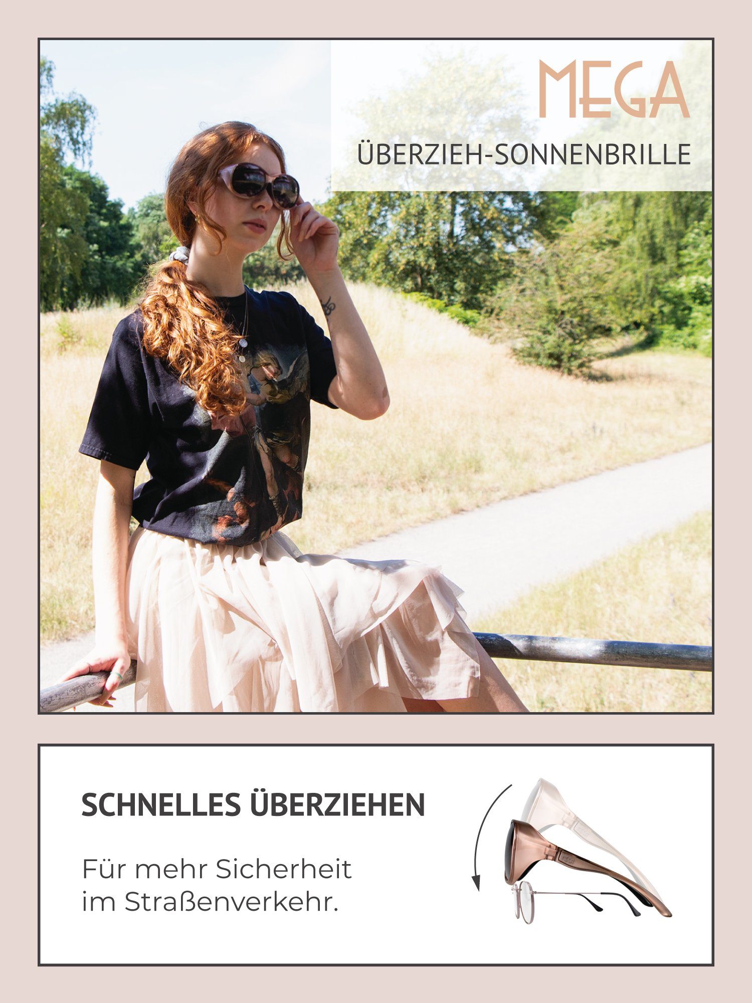 ActiveSol Sonnenbrille Überziehsonnenbrille Damen MEGA (inklusive Schiebebox und Brillenputztuch) Vintage Stil – Bild 4 von 5