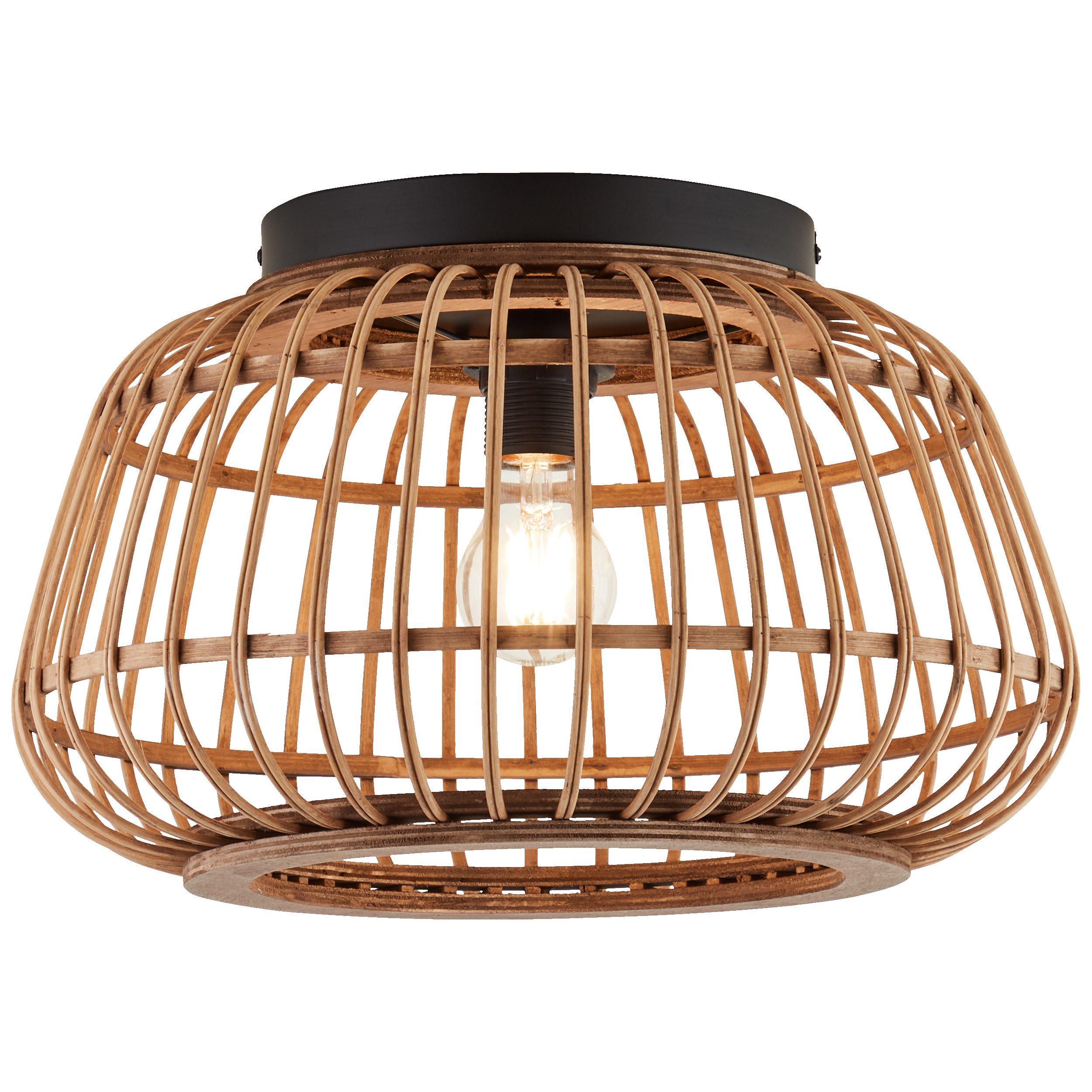 Lightbox Deckenleuchte, ohne Leuchtmittel, Deckenlampe Leuchte in schwarz Natur mit rundem Schirm Ø 40 cm NEU