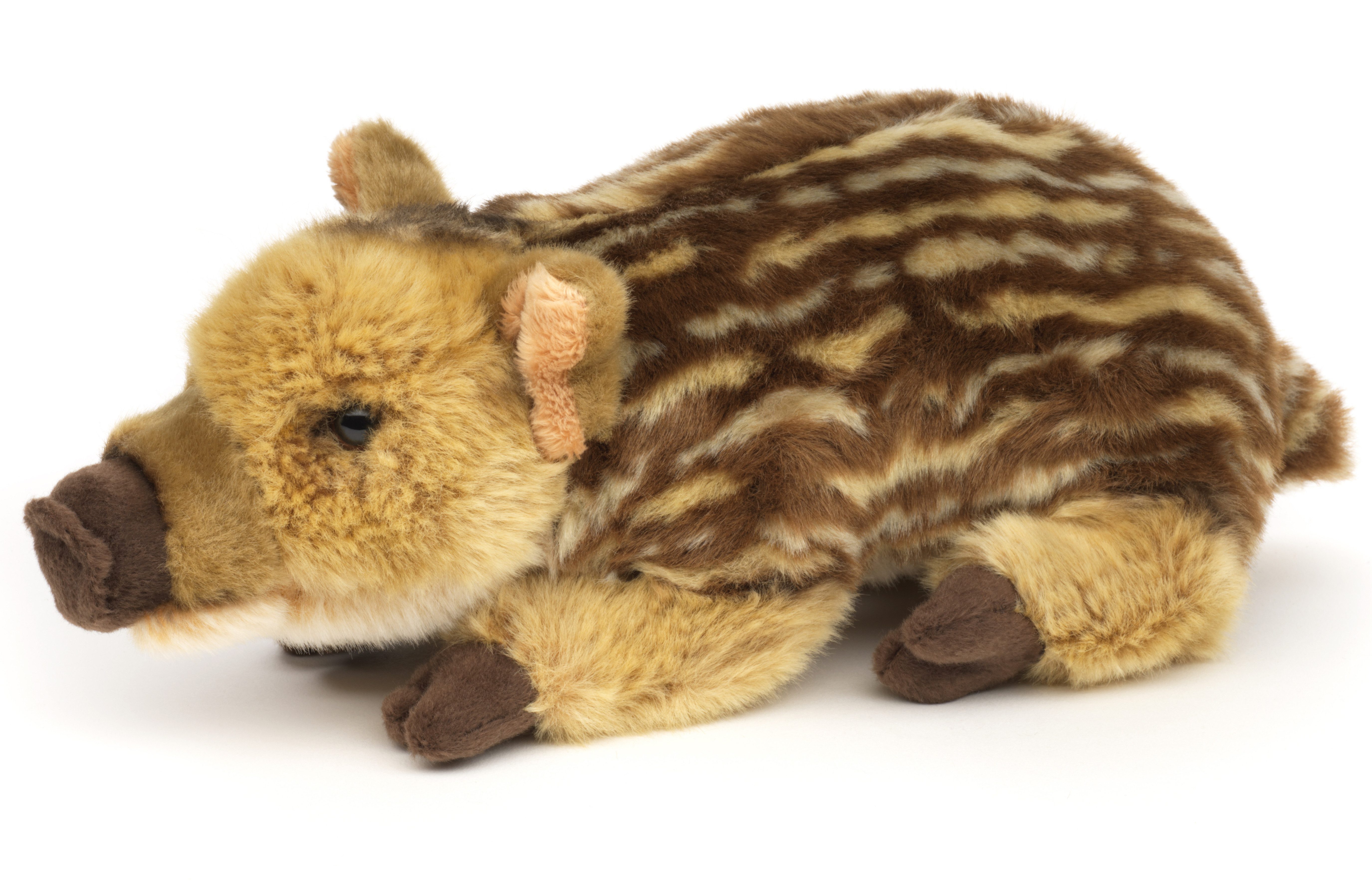 Uni-Toys Kuscheltier Frischling, liegend - 27 cm - Plüsch-Schwein, Wildschwein - Plüschtier, zu 100 % recyceltes Füllmaterial