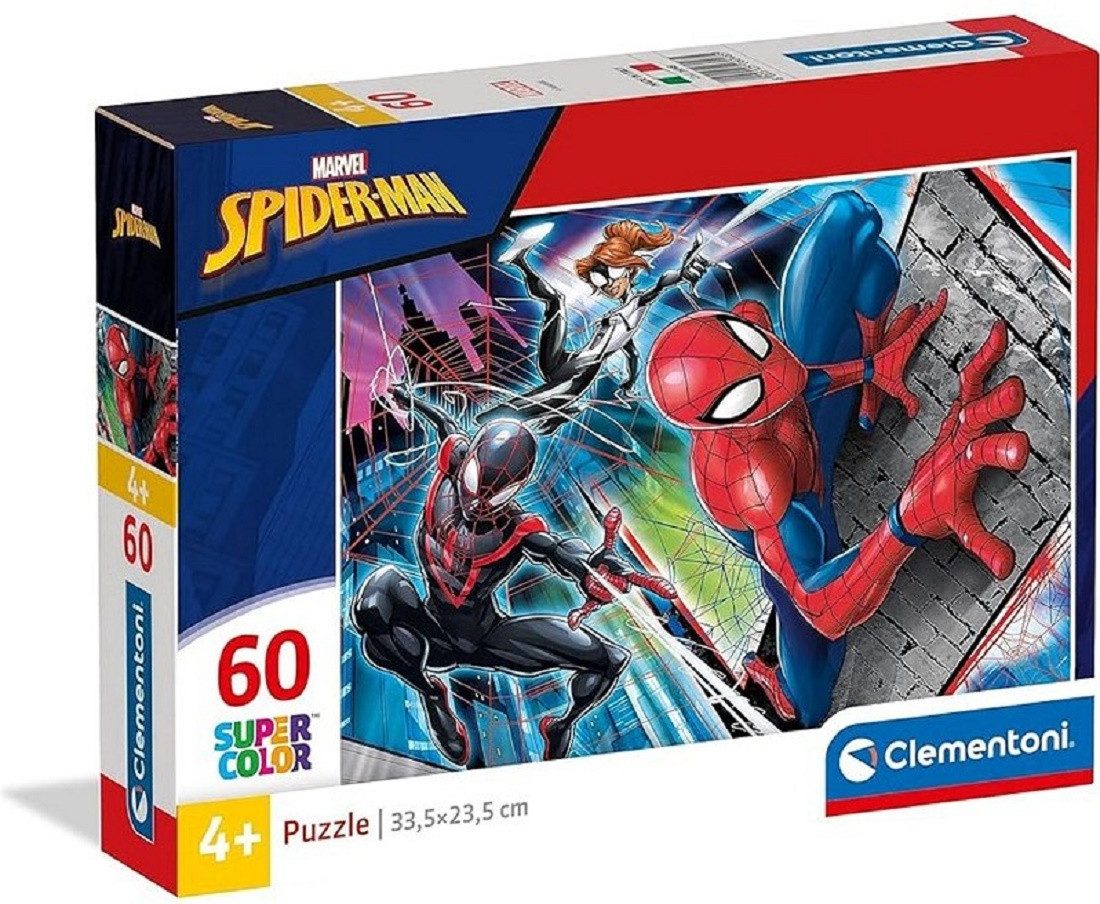 Clementoni® Puzzle Supercolor Spiderman Puzzle 60 Teile buntes Kinderpuzzle für Kinder, 60 Puzzleteile, 1 x Puzzle Geschenk für Mädchen Jungen Kinder Puzzle