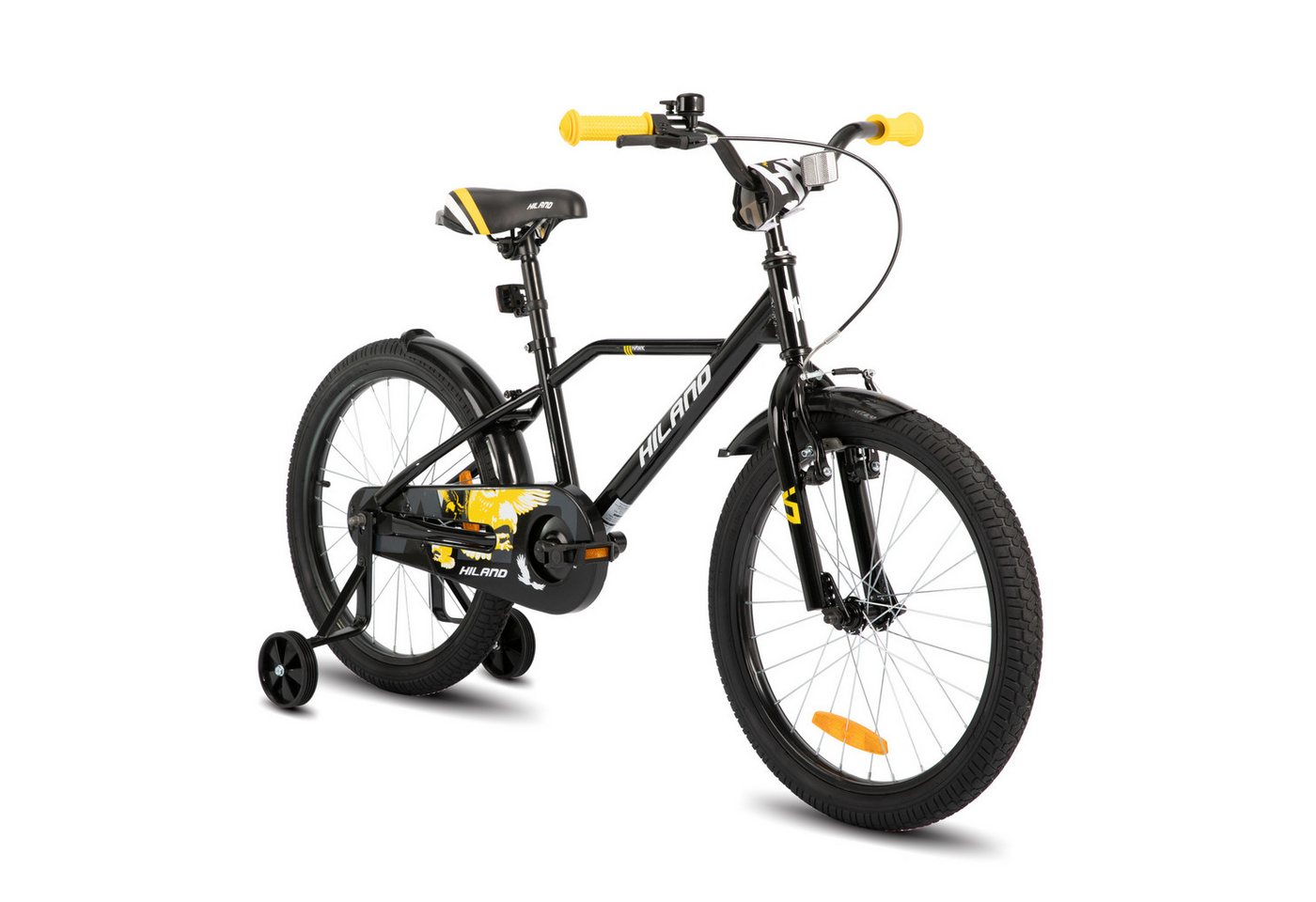 HILAND Kinderfahrrad 12‑20 Zoll Kinderfahrrad Jungen 2‑13J. mit Stützrädern & Doppelbremse, mit Stützrädern, V Bremseund Rücktrittbremse, Hilfsrad, Kotflügel
