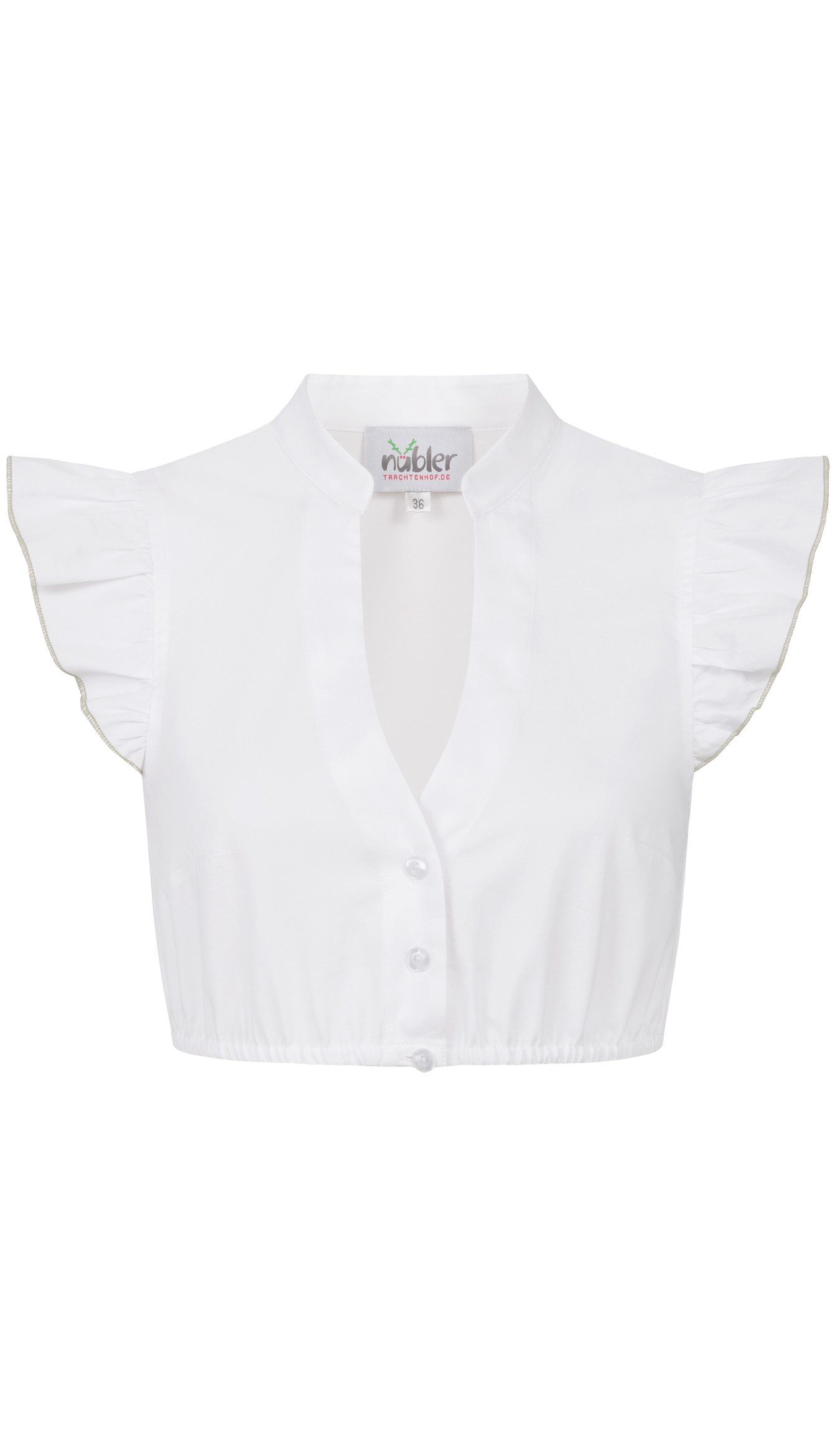 Dirndlbluse Dirndlbluse Carla Kurzarm in Weiß-Oliv von Nübler