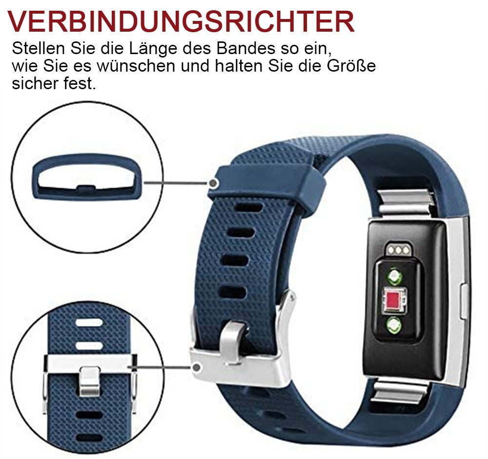 Fitbit Classic Ersatzbänder, blau Special Navy & mit 2, Smartwatch-Armband Charge kompatibel ELEKIN