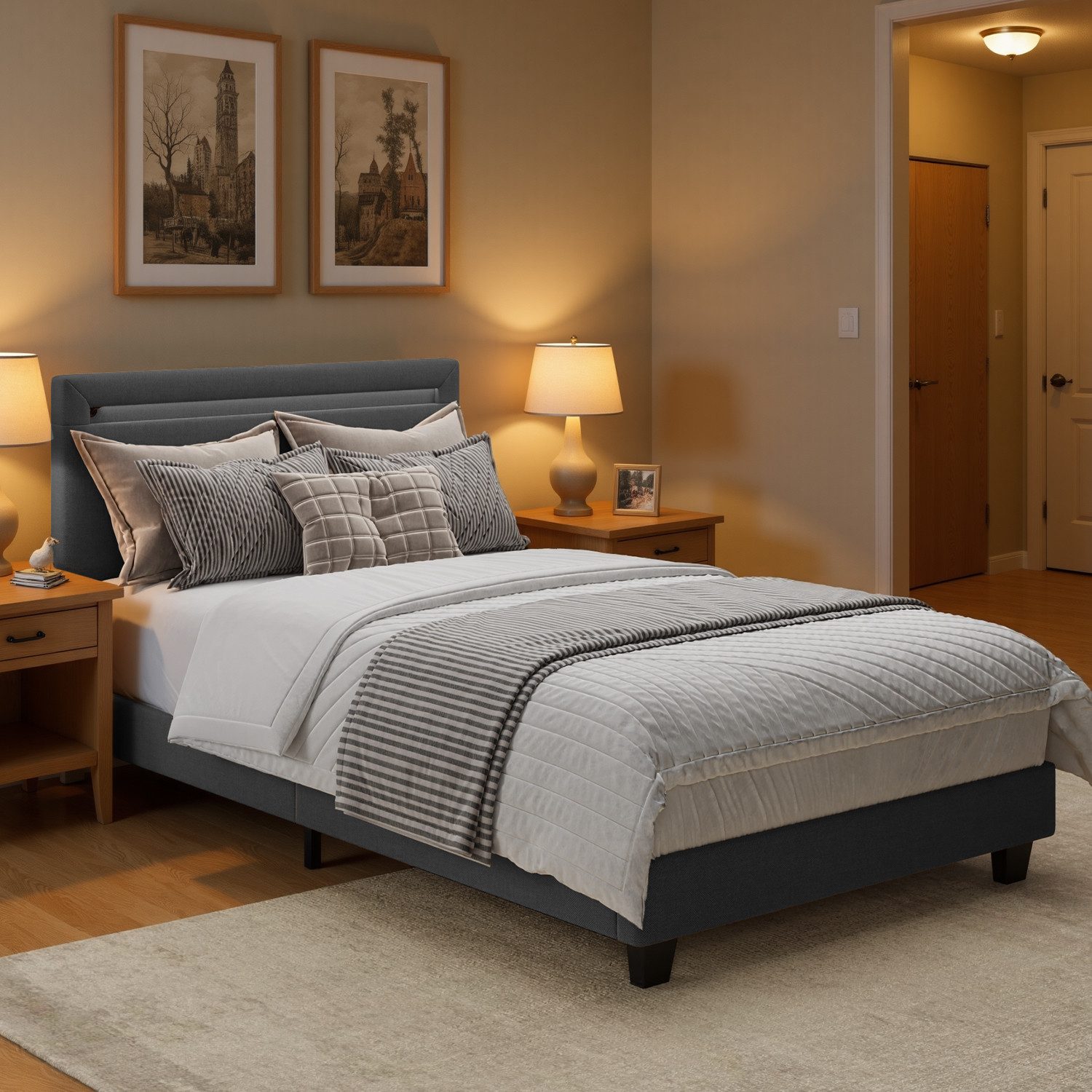 Bealife Polsterbett lsterbett Einzelbett,Bettgestell mit Kopfteil, Lichtleiste (2 Modelle (90x200, 120x200)