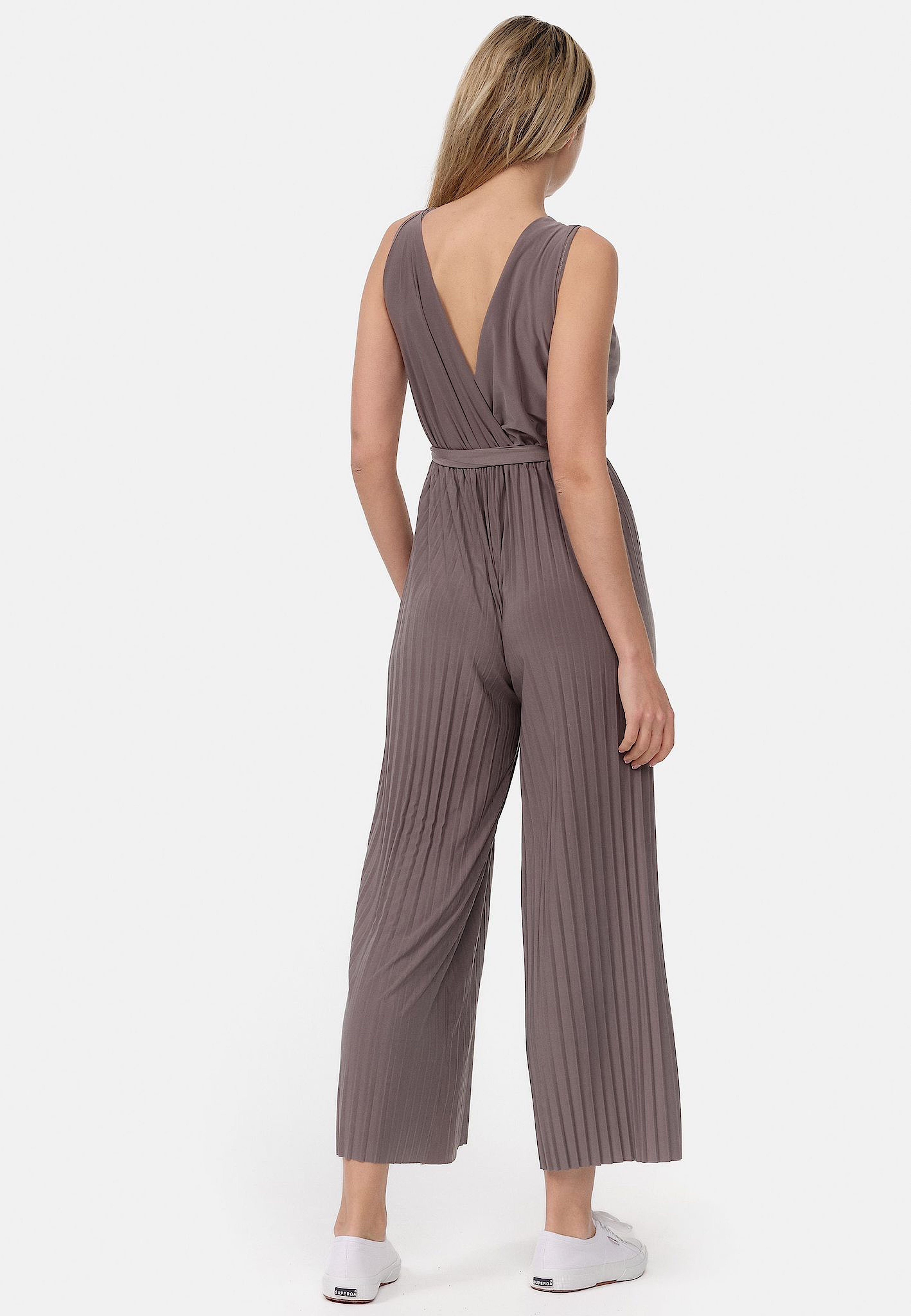 Worldclassca Jumpsuit Worldclassca Jumpsuit Pleated Overalls mit Gürtel Ärmellos Sommer