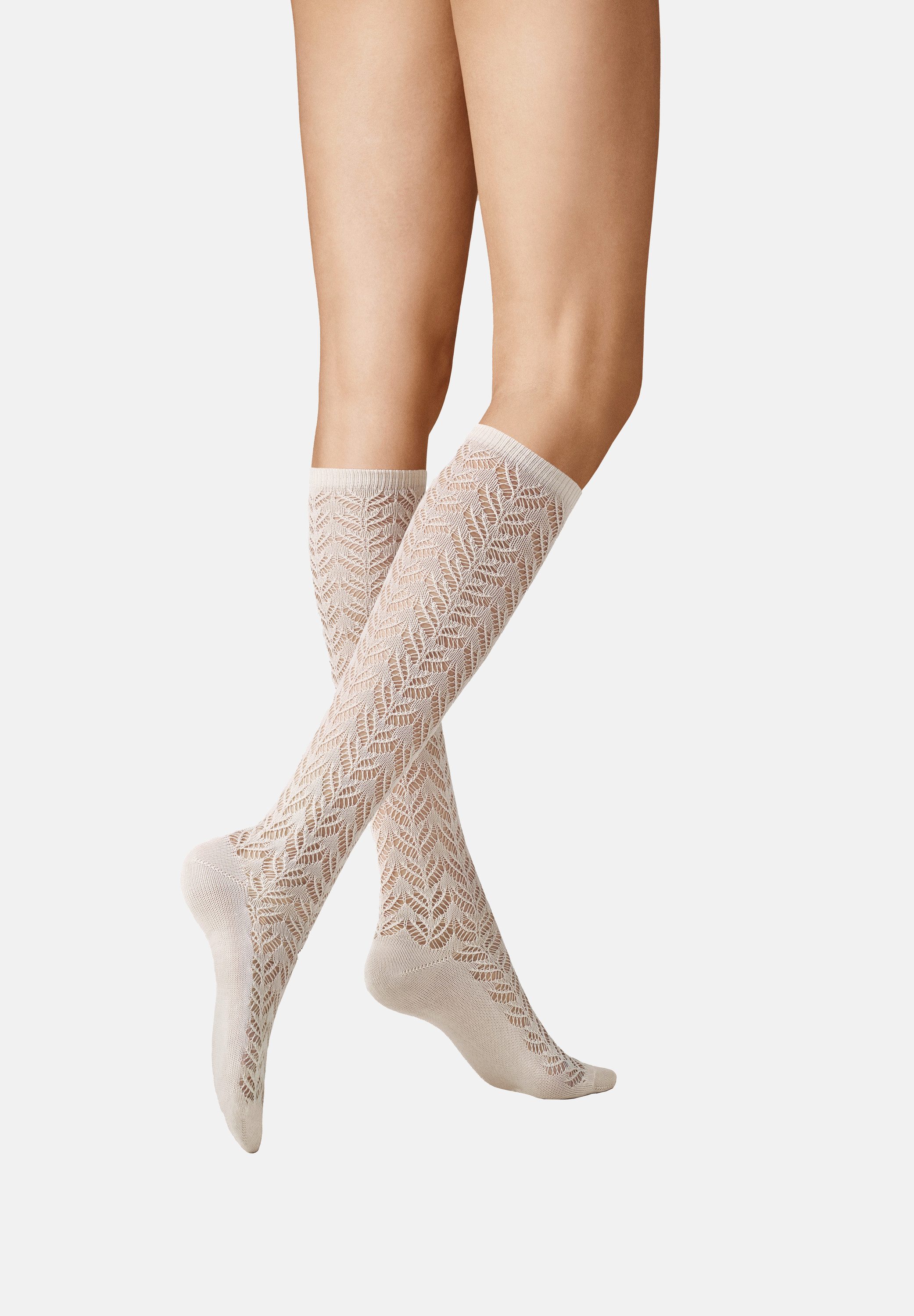 KUNERT Kniestrümpfe Ajour (1-Paar) Kniestrümpfe mit Häkel-Struktur