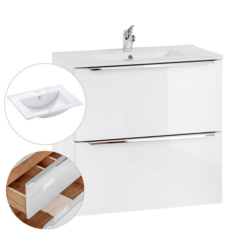 Lomadox Waschtisch TOSKANA-56, weiß 61/58,5/46 cm günstig online kaufen