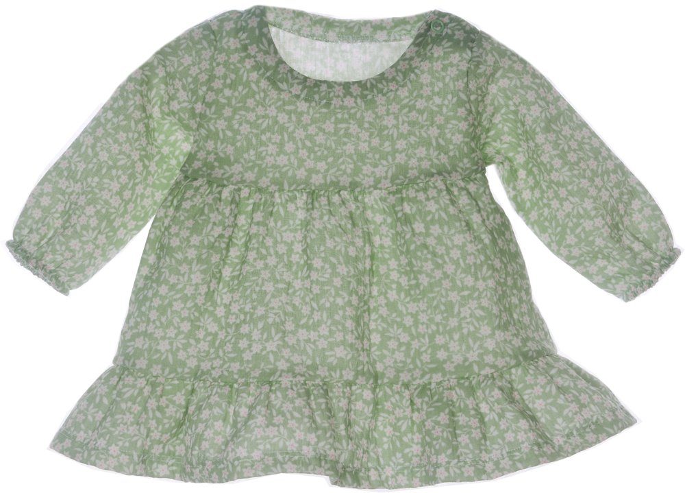 La Bortini Sommerkleid Baby Kleid gemustert in Grün langarm sommerlich mit Blumen aus weichem Musselin Stoff, 44 50 56 68