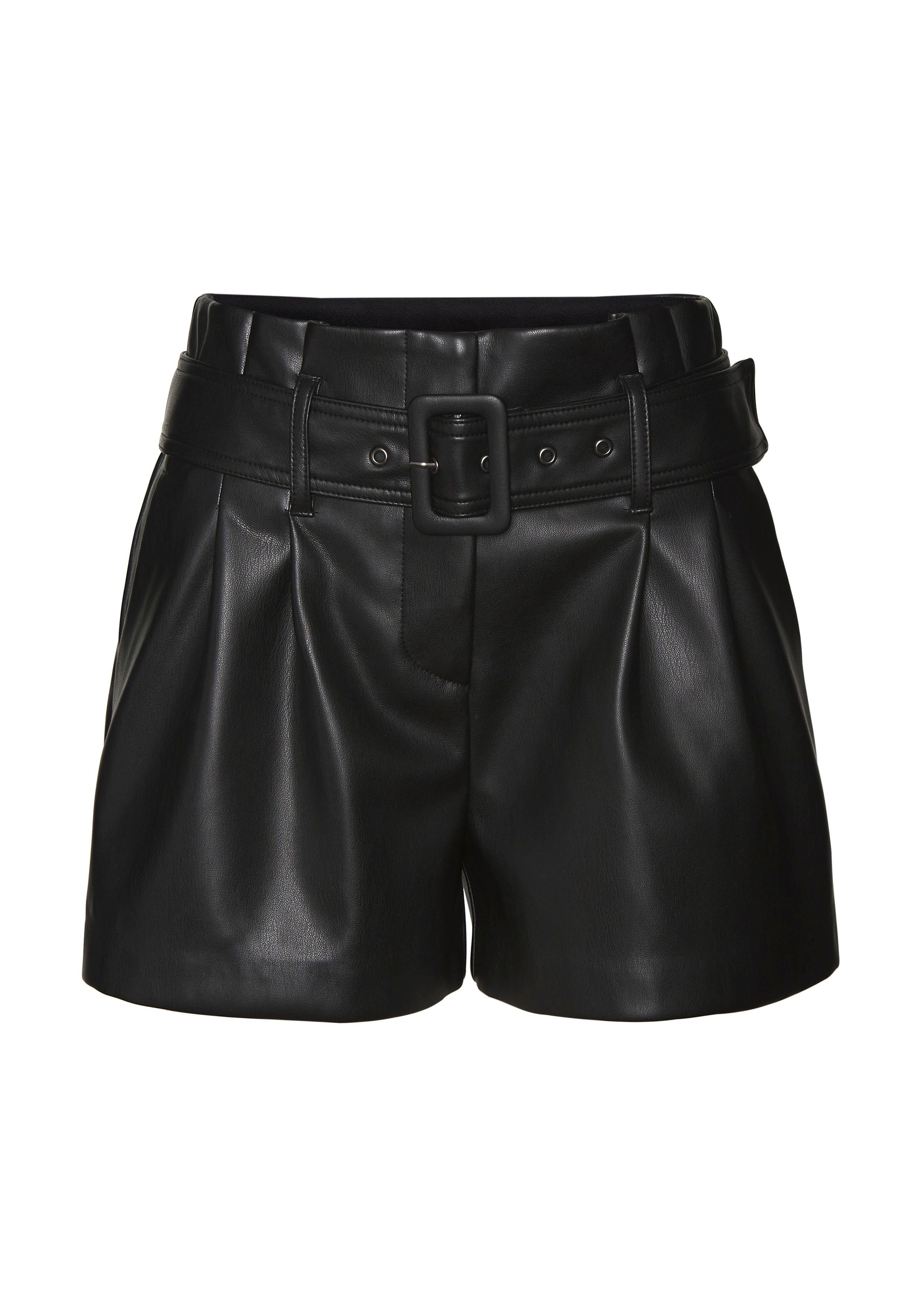 LASCANA Shorts (mit Gürtel) aus Lederimitat, Kunstleder Shorts, elegant, mo günstig online kaufen