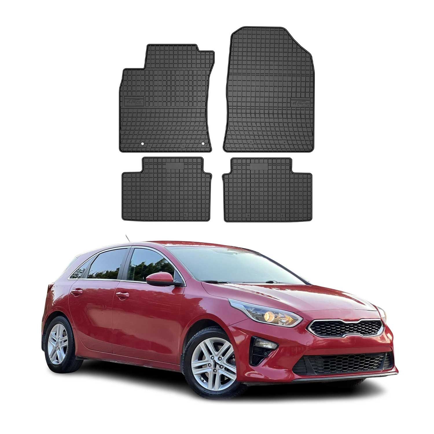 OMAC Auto-Fußmatten für Kia Ceed 2018-2025 Gummimatten Schwarz 4 tlg (4 St), für Kia Ceed 2018-2025 Kia Ceed 2018-2025, Antirutsch,Wasserfest,Einfache Installation