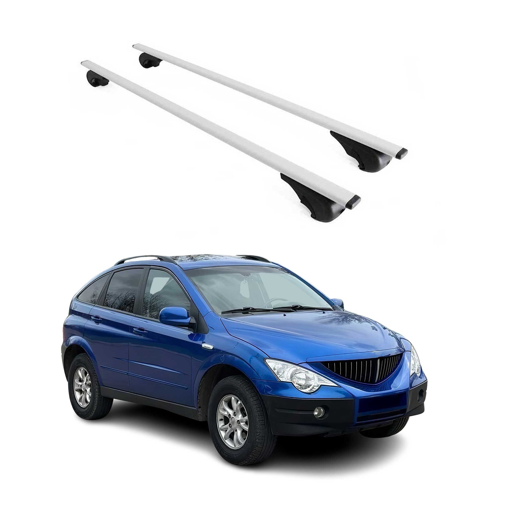 OMAC Dachträger Gepäckträger für Ssangyong Actyon 2006-2012 Grundträger Metall Grau (2-St), Wasserbeständig,Abnehmbar,Multifunktional,Leichtgewichtig