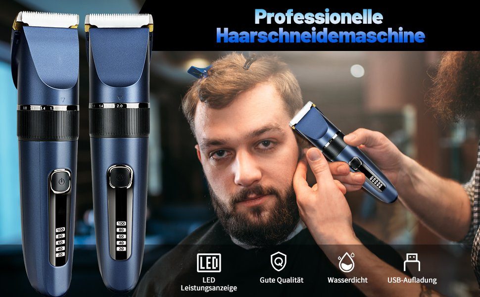 7Magic Haarschneider, USB mit Akku IP54 LED Aufladung Haarschneidemaschine Anzeige