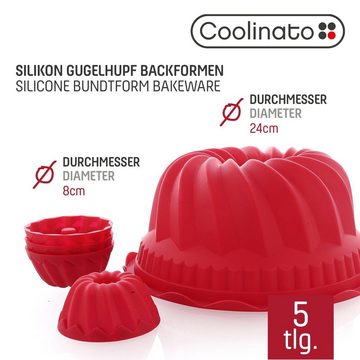 Coolinato Backform Coolinato Silikon Gugelhupf Set 5tlg. ROT, inkl. Rezepte