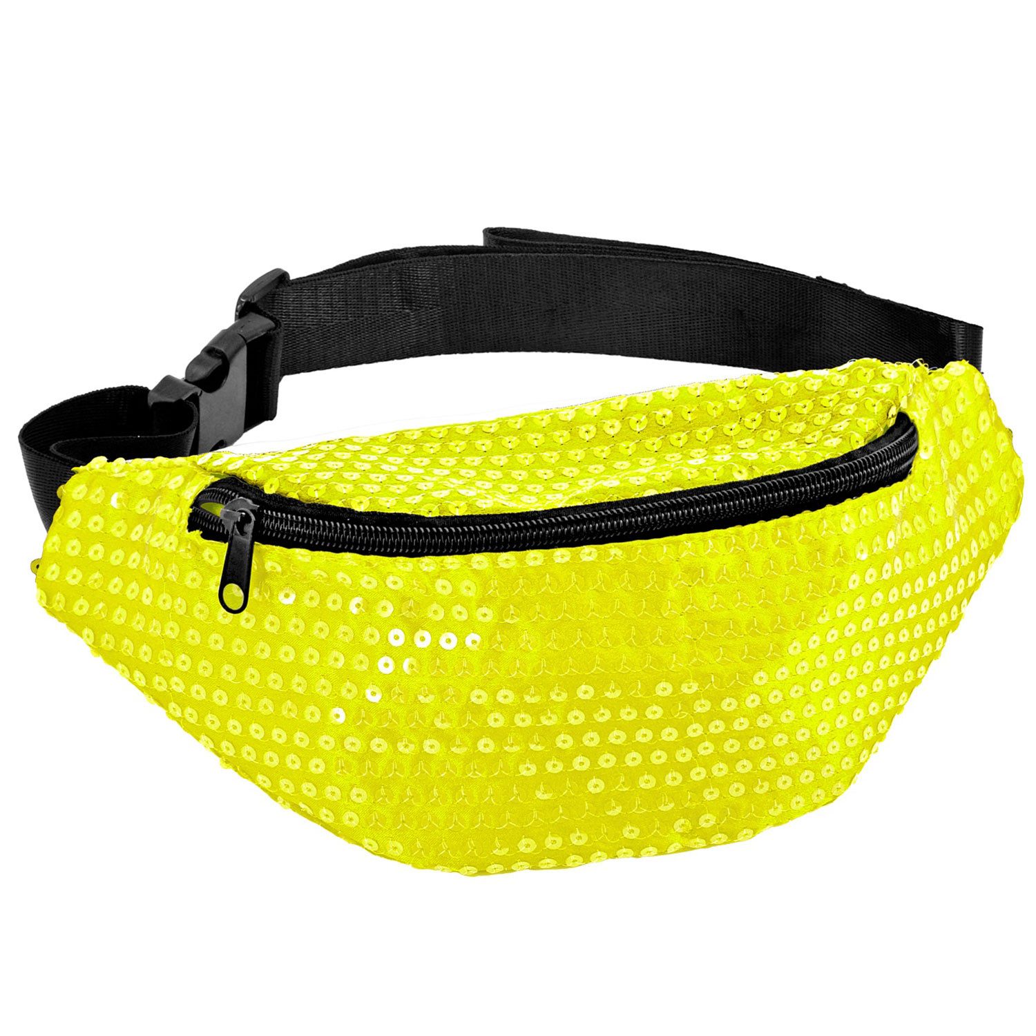 Kostüm Neon Bauchtasche mit Pailletten, Gelb