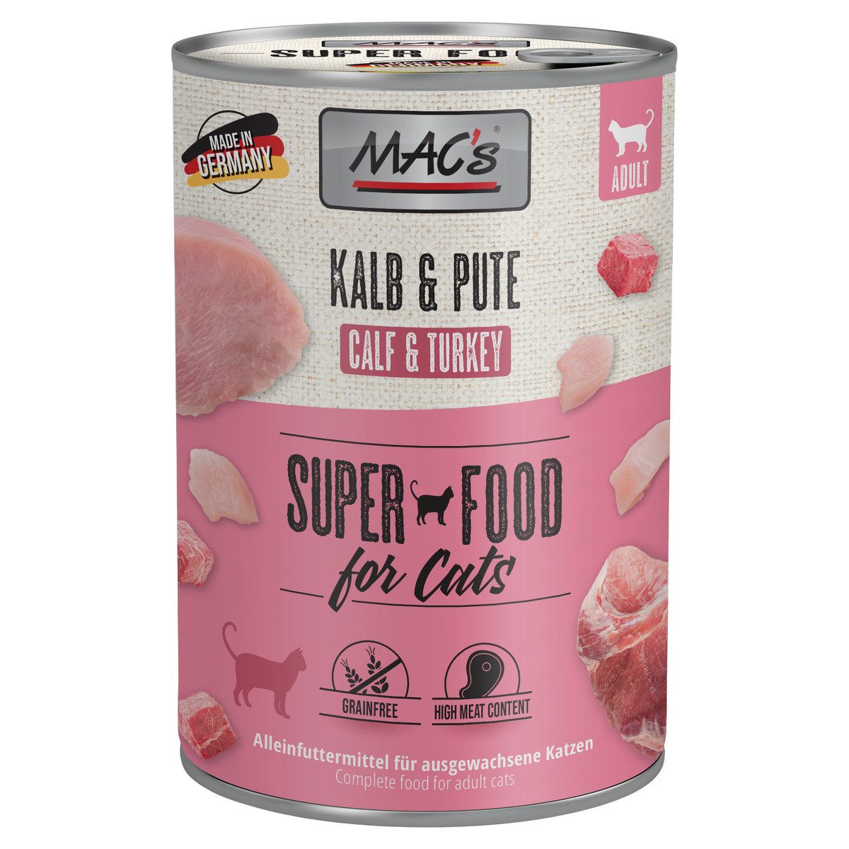 MAC'S Kalb & Pute 400 g - 6 Stück, Nassfutter für: Katze von MAC'S