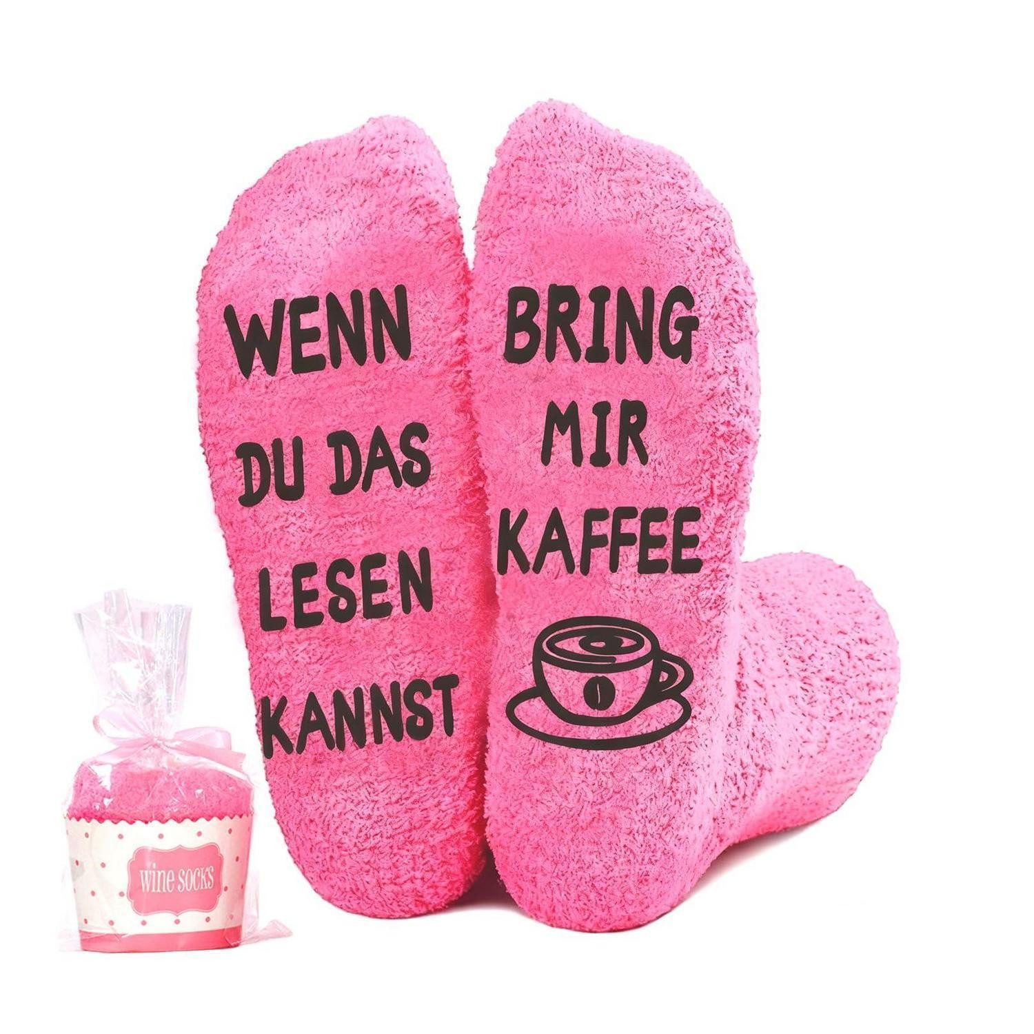 LuxusKollektion Kuschelsocken Socken Damen Flauschig Spruch Rot 36-42