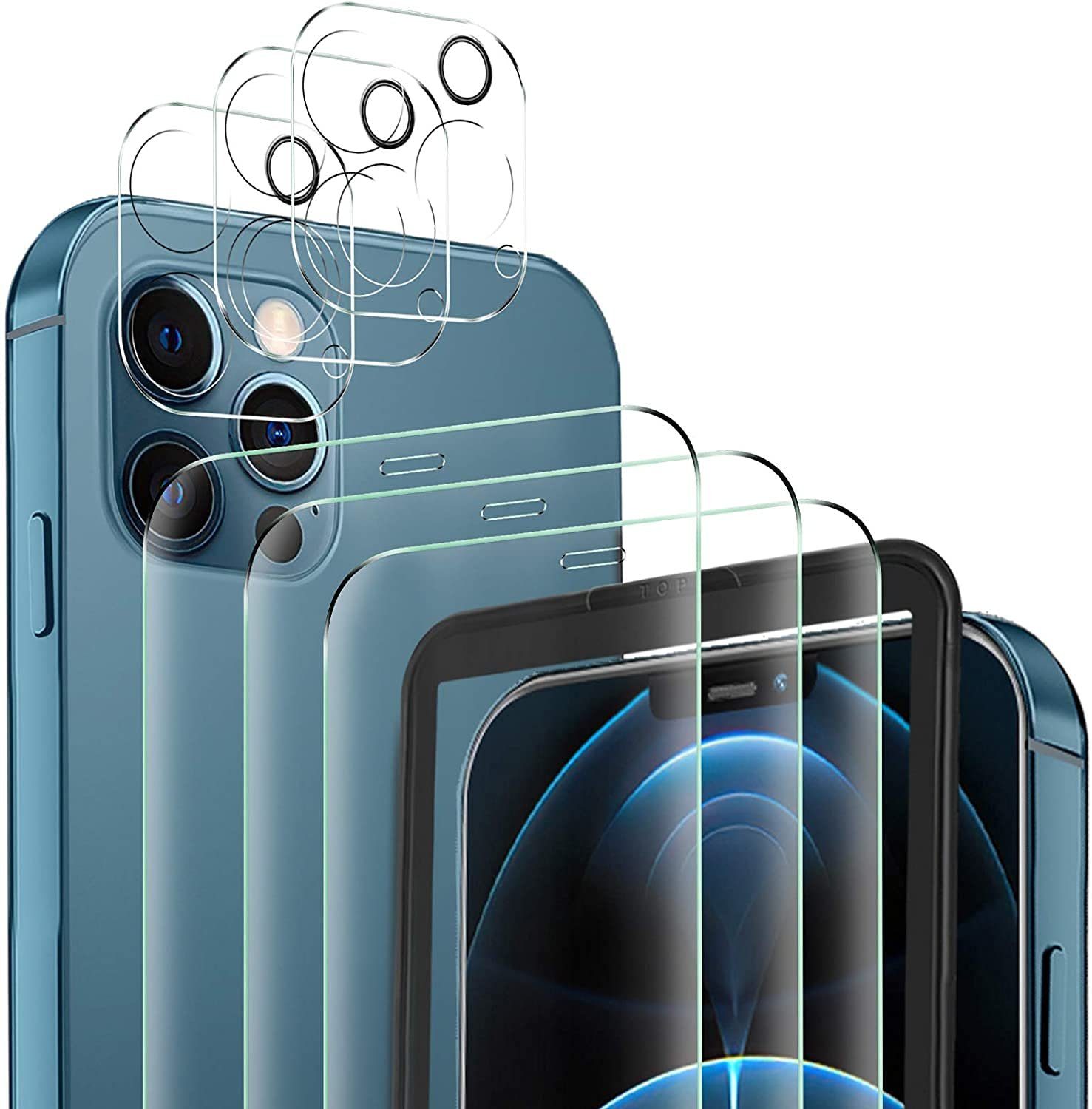 YockTec Schutzfolie Schutzfolie kompatibel mit iPhone 12 Pro Max für  Panzerglas 3+3 Stück, (Set, Kamera Displayschutz Panzerglasfolie für iPhone  12 Pro Max 6.7 Zoll), Blasenfrei; 9H Hartglas HD Glas, Kameraschutz,  einfache Installation