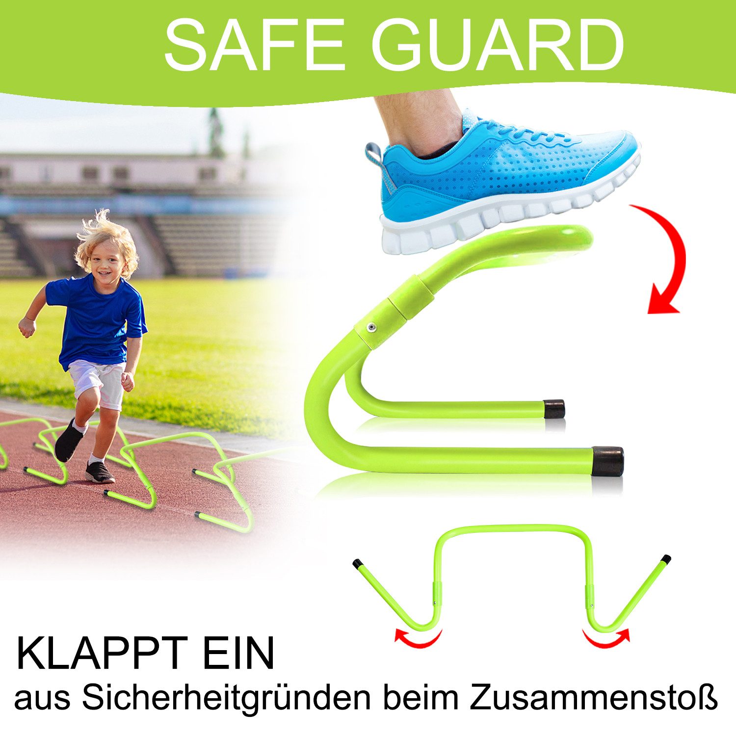 FIVMEN Agility-Hürde Agilität Stangen Sprunghafte Slalomstangen Fussball Trainingsset, für Fußball Training Koordinationstraining, Erwachsene Kinder Hunde