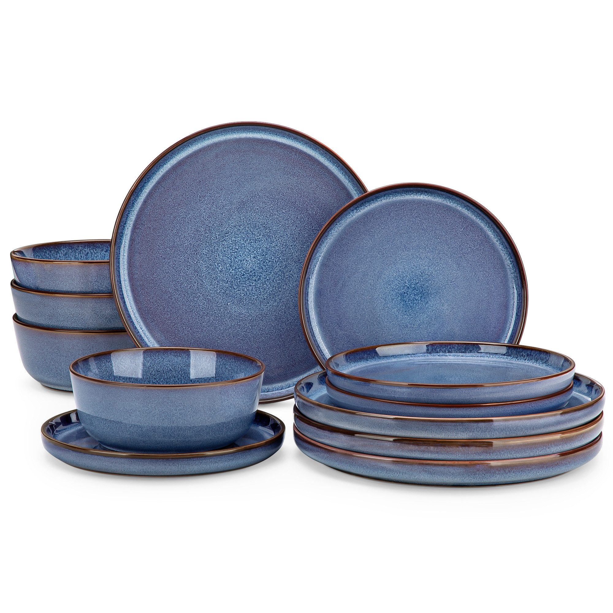 vancasso Geschirr-Set Tafelservice für 4/6 Personen, Steingut Geschirrset, Blau (12-tlg), 4 Personen, Steingut