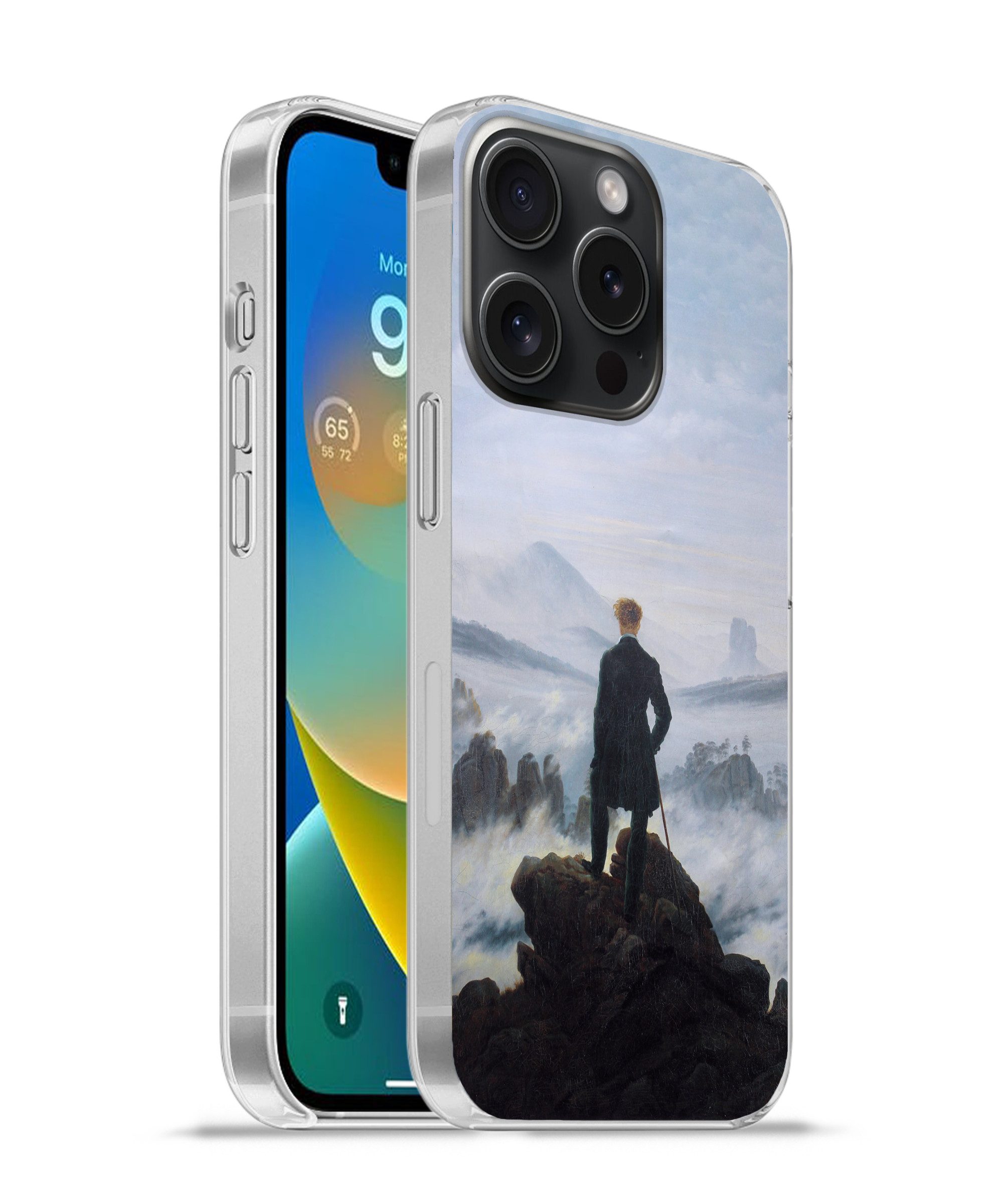 MuchoWow Handyhülle für Apple iPhone 15 Pro Der Wanderer über dem Nebelmeer - Caspar David, Smartphone-Bumper, Print, Handy Schutzhülle Dünn
