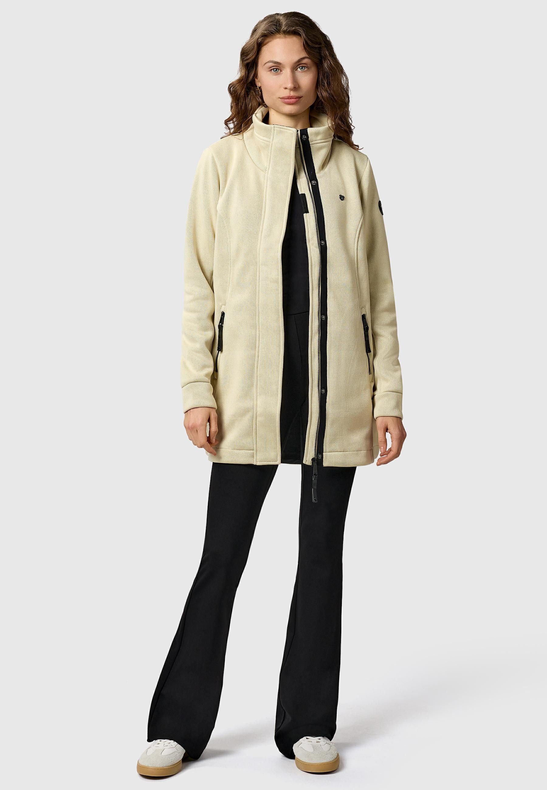 Ragwear Sweatjacke Letrice Bonded Elegante Zip-Jacke mit hohem Kragen in Feinstrickoptik