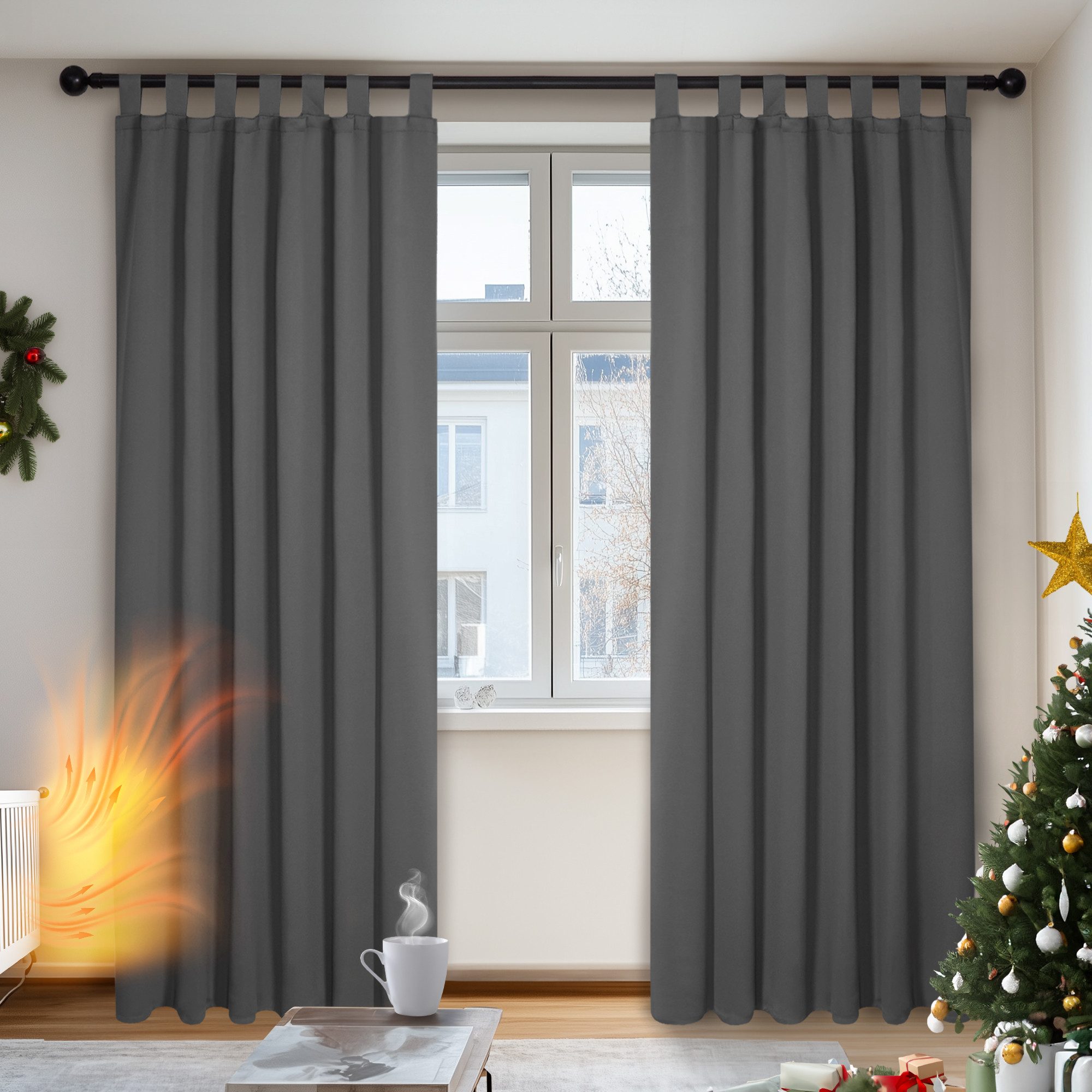 Deconovo Verdunkelungsvorhang 2er Set Blickdicht Schlaufen günstig online kaufen