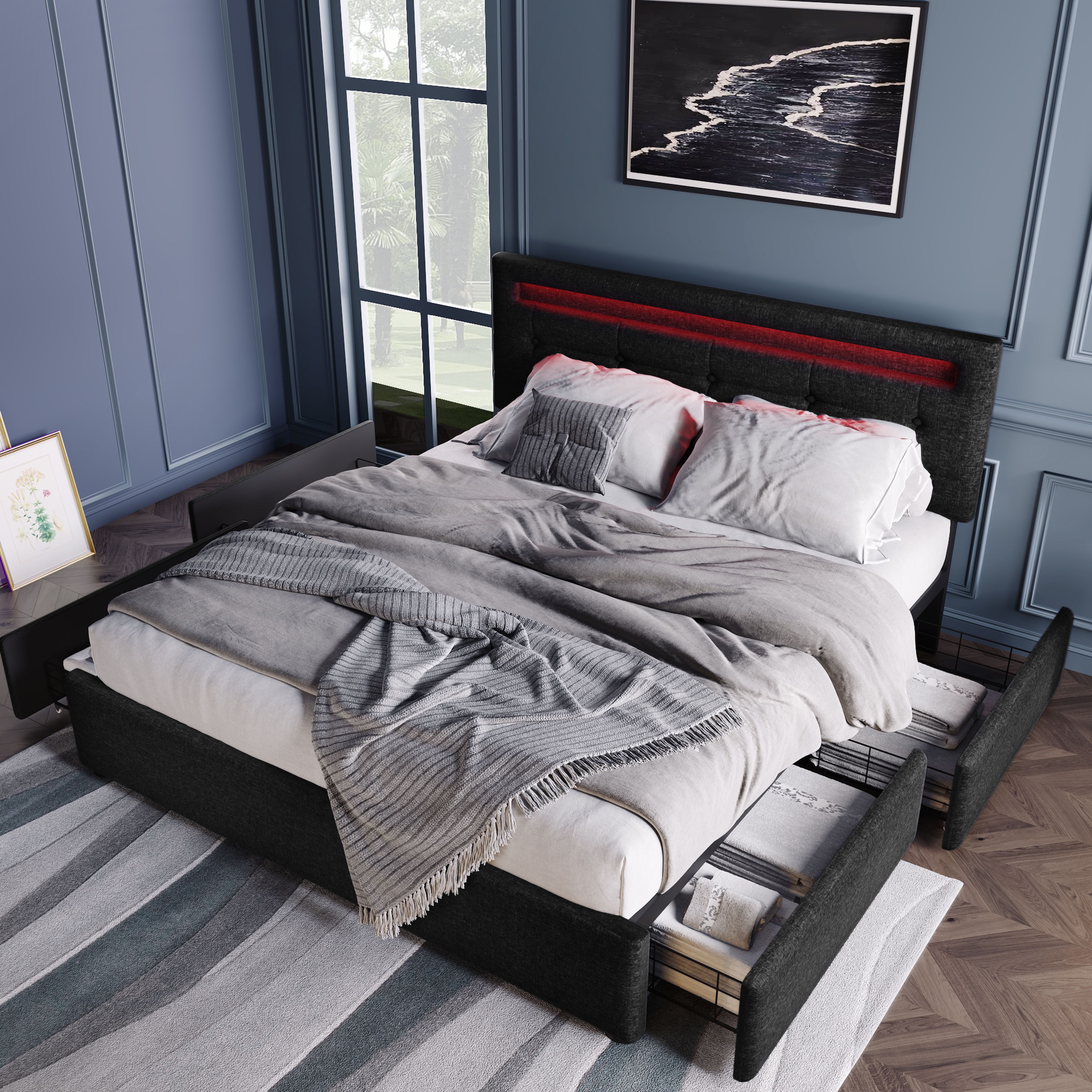 BlingBin Einzelbett Polsterbett Höhenverstellbarem Kopfteil 90/140x200cm günstig online kaufen