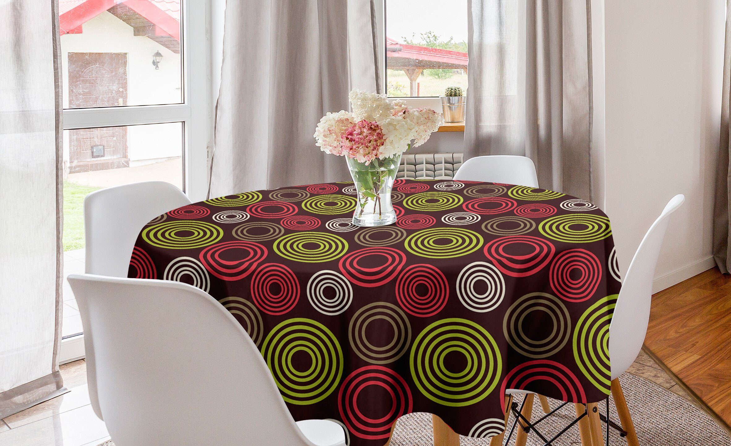 Küche Vortex-Linien Dekoration, Esszimmer Kreis für Tischdecke Abakuhaus Funky Geometrisch Tischdecke Abdeckung