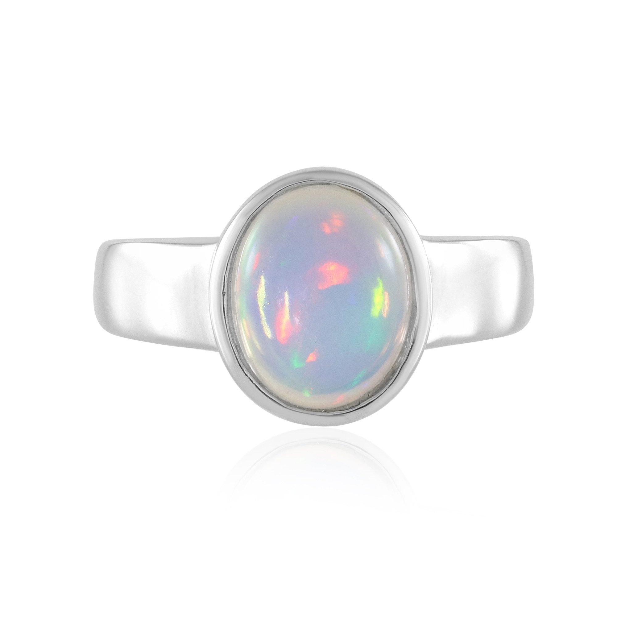 Cavill Solitärring Cavill Silberring 1,5 ct Welo-Opal, Platinbeschichtet, Oval (1-tlg)