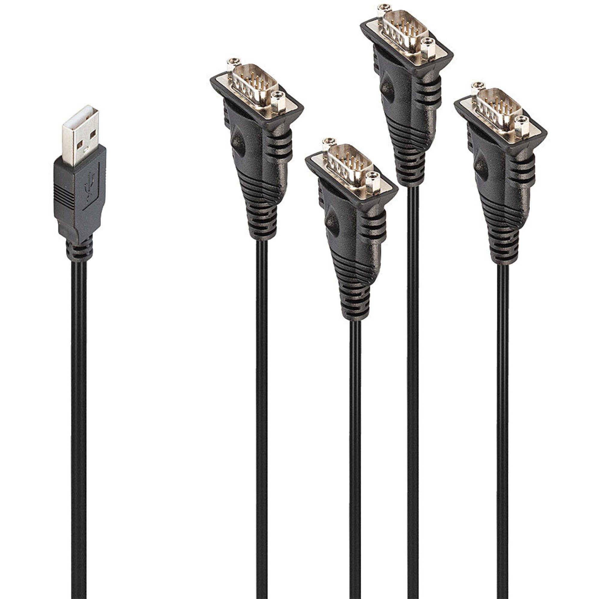Lindy USB 1.1 Adapter, USB-A Stecker > 4x Seriell Computer-Kabel