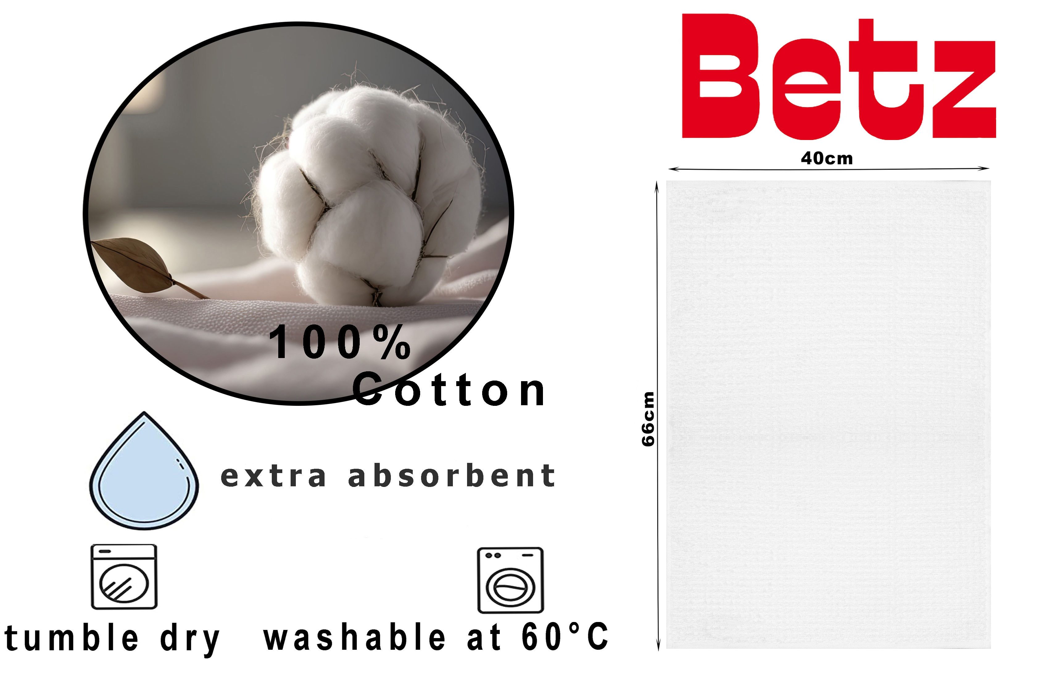 Betz Geschirrtuch 4er Set Küchenhandtücher Geschirrtücher 40x66 cm Farbe weiß, (Set, 4-tlg., 4 Küchentücher 40x66 cm), 4 Geschirrtücher Set – Bild 3 von 5