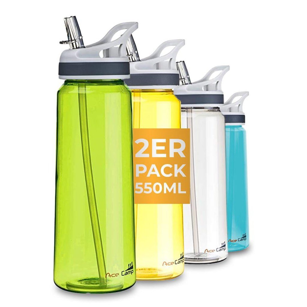 AceCamp Trinkflasche 2er-Set 750 ml in Grün für Alltag, Sport und Outdoor, BPA-frei, auslaufsicher, leicht, alltagstauglich