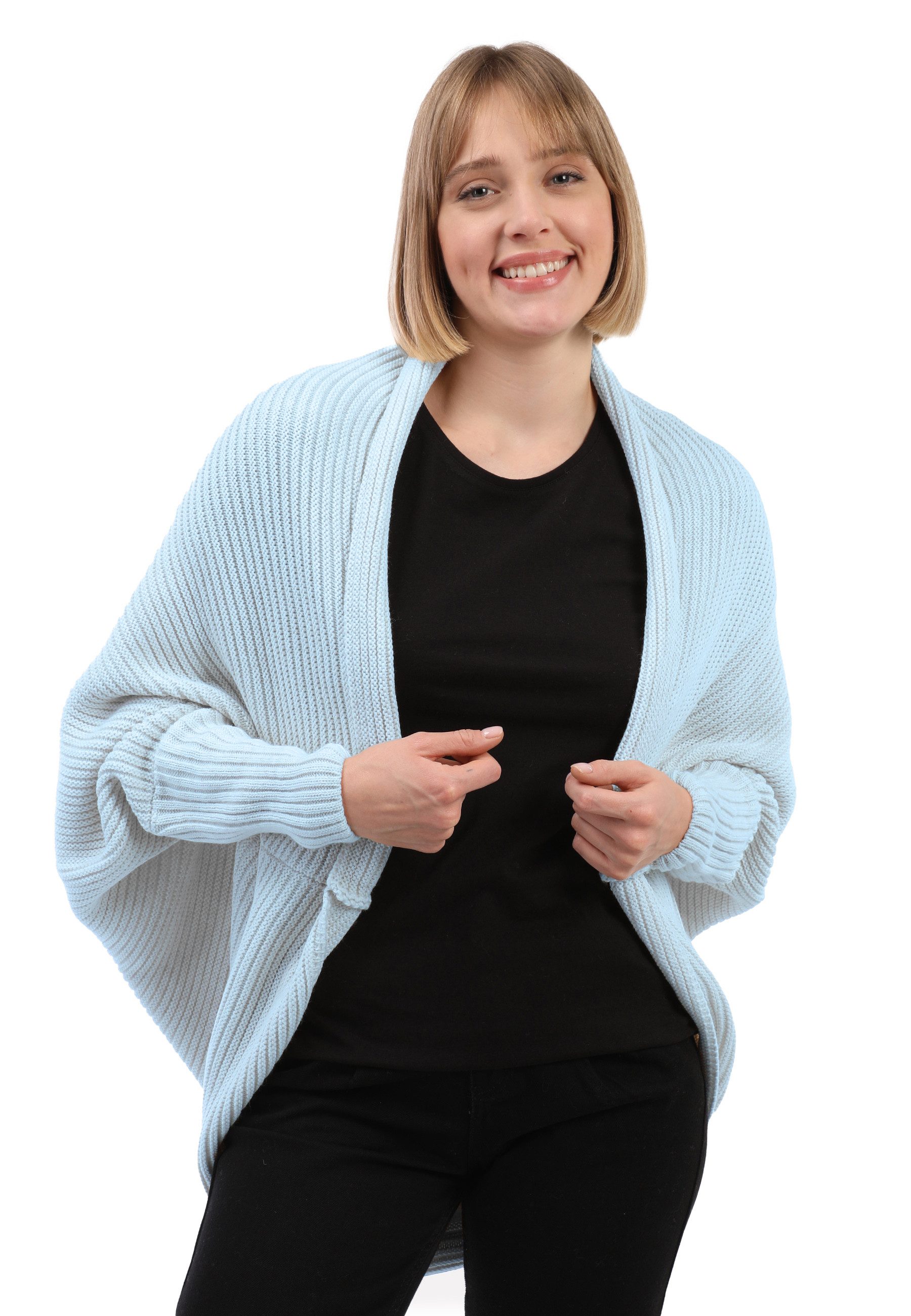 Felix Hardy Strickjacke Langärmelige Strickjacke aus Wollmischung mit Fledermausärmeln