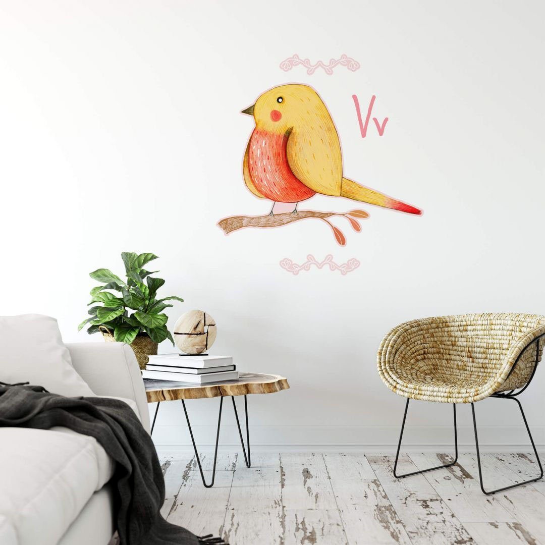 Kleiner Buchstabe Wall-Art Wandtattoo V St) (1 Vogel