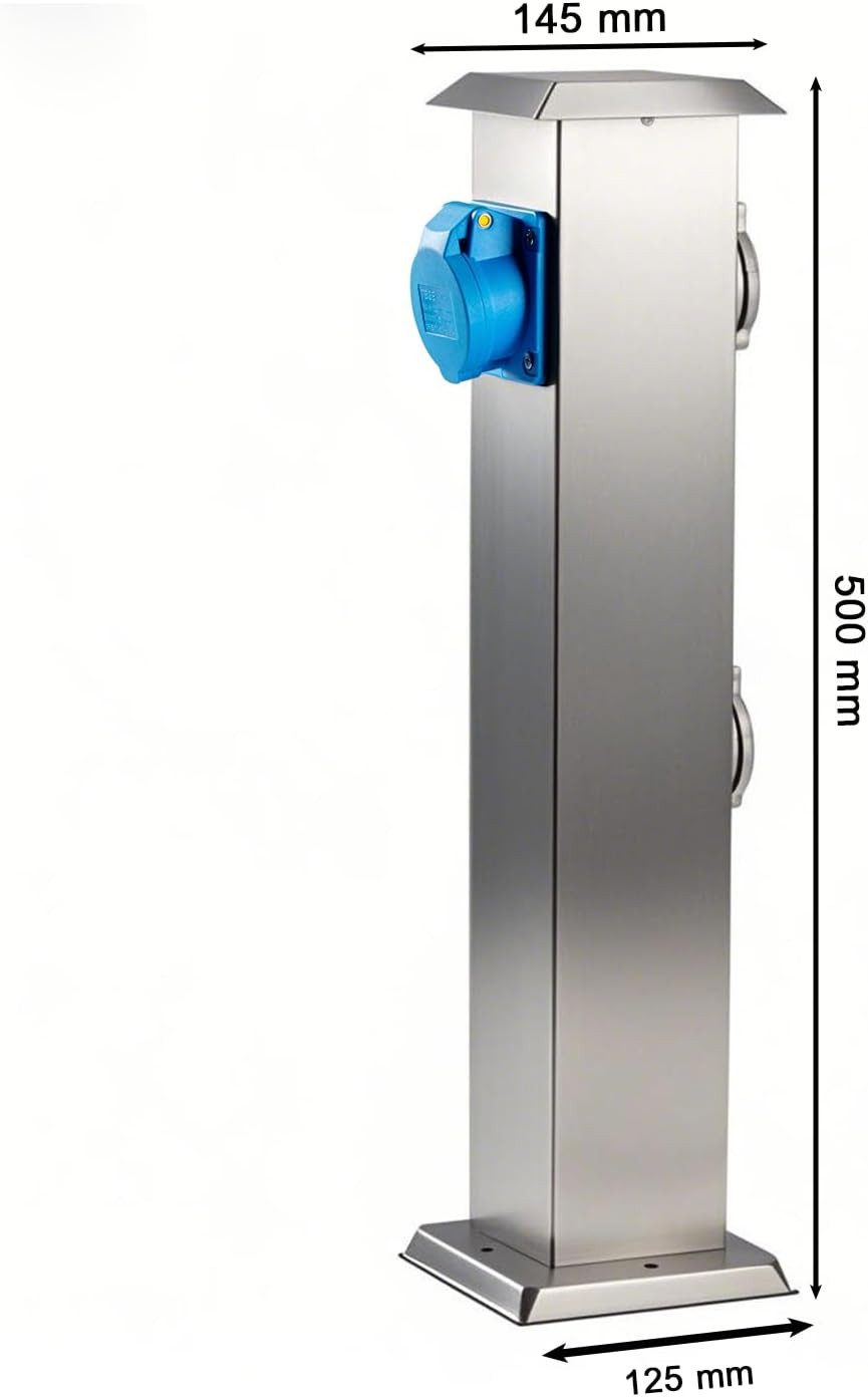 G&L Gartensteckdose mit CEE Steckdose Steckdosenverteiler 3 fach, 2 x Typ F + 1 x CEE Steckdose