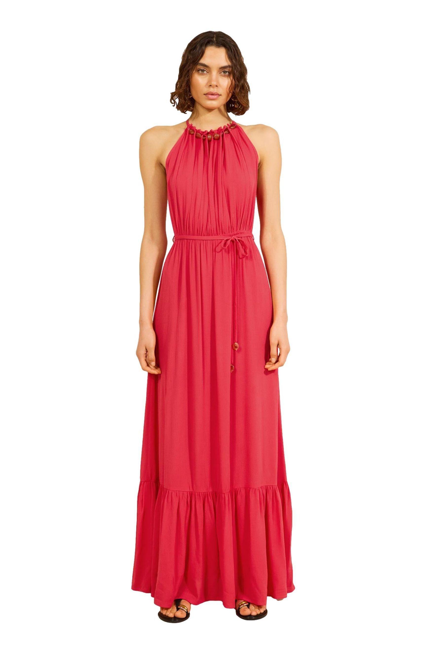 Friends Like These Strandkleid Friends Like These Maxikleid mit Perlenverzierung (1-tlg)