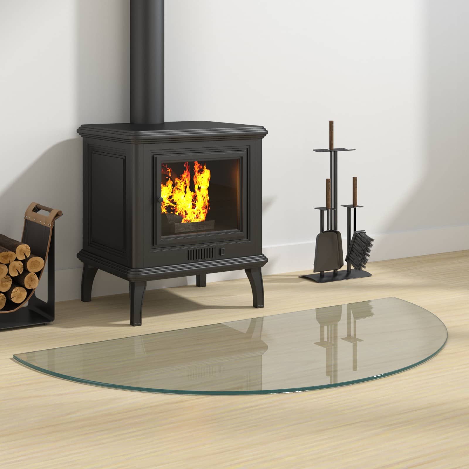 vidaXL Bodenplatte Feuerstelle Glasplatte Transparent 1000 x 500 mm Glas, (1-St)