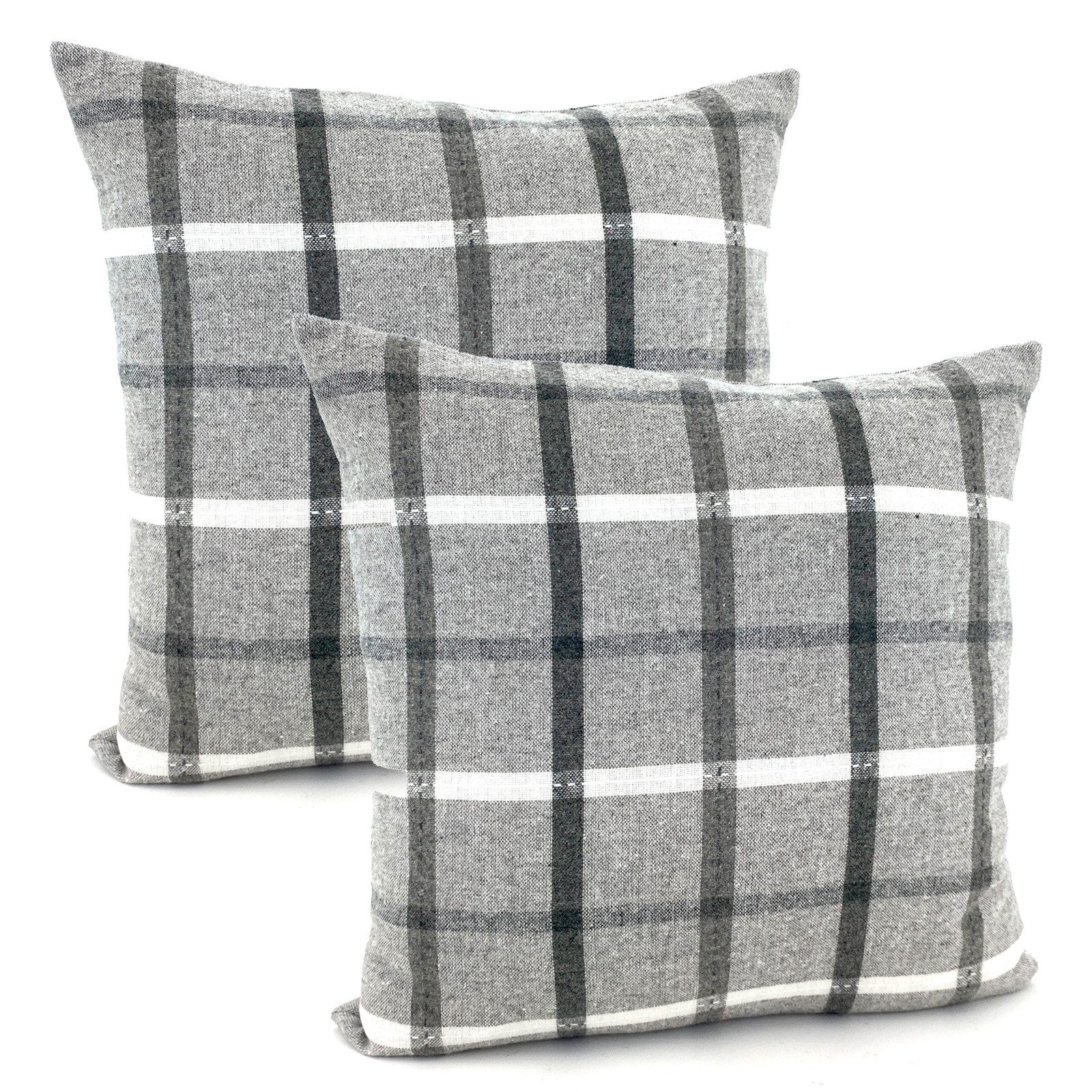 heimtexland Dekokissen 2er Set Kissenhülle Tartan kariert Schottenkaro, verdeckter Reißverschluß