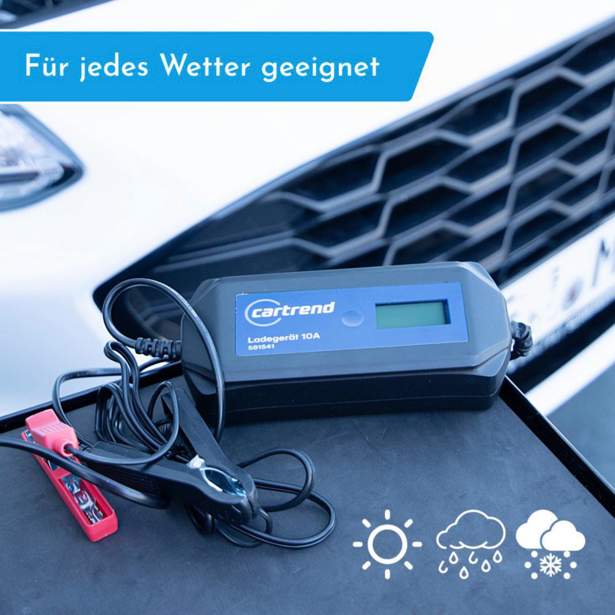 Cartrend Batterieladegerät DP10.1 mit Mikroprozessor-Technologie 12V/24V, 10A Autobatterie-Ladegerät