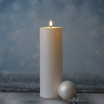 MARELIDA LED-Kerze XXL LED Kerze für Außen flackernd H: 30cm D: 10cm outdoor Timer weiß