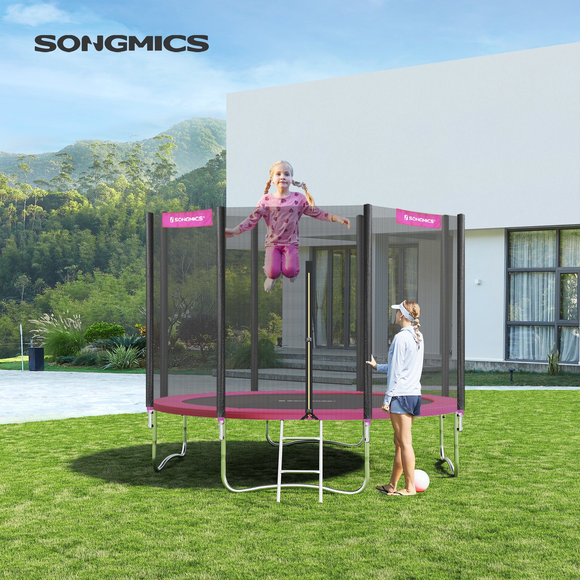 SONGMICS Trampolin-Abdeckplane, Ø 366 cm abnehmbar, UV-resistent,reißfest