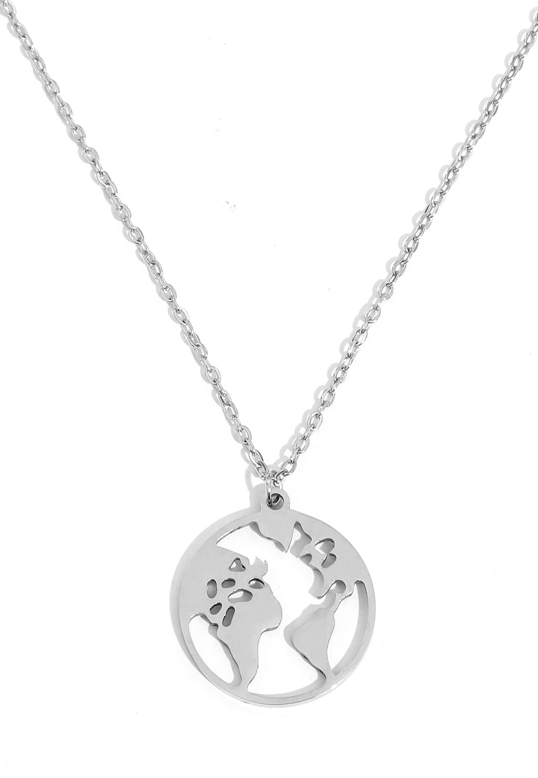 GOLDKLEIN Edelstahlkette Edelstahl Welt Schmuck Halskette, Damen, inkl. Geschenkbox