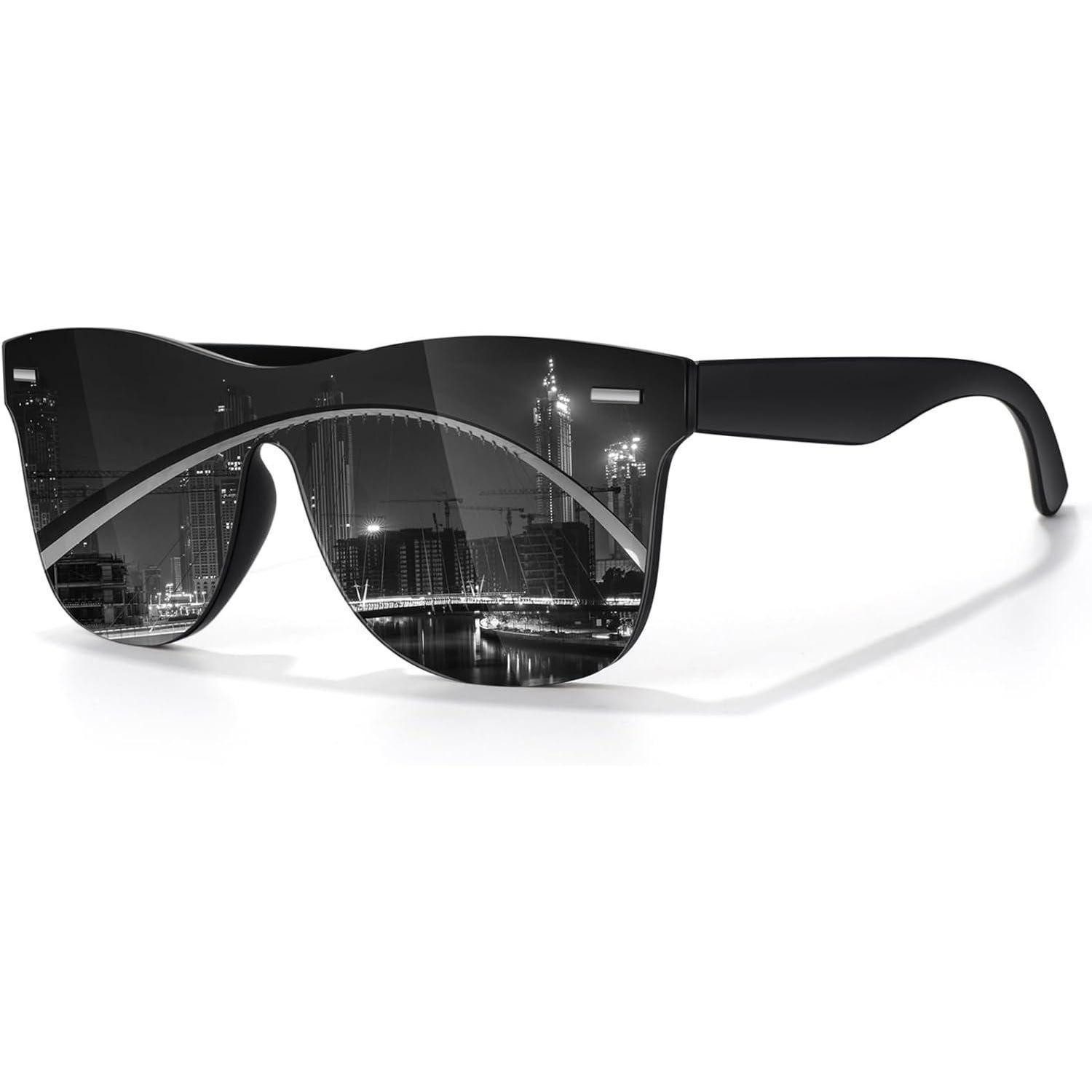 LuxusKollektion Sonnenbrille Sonnenbrille Polarisiert UV400 Verspiegelt Schwarz Rahmen Grau Linse